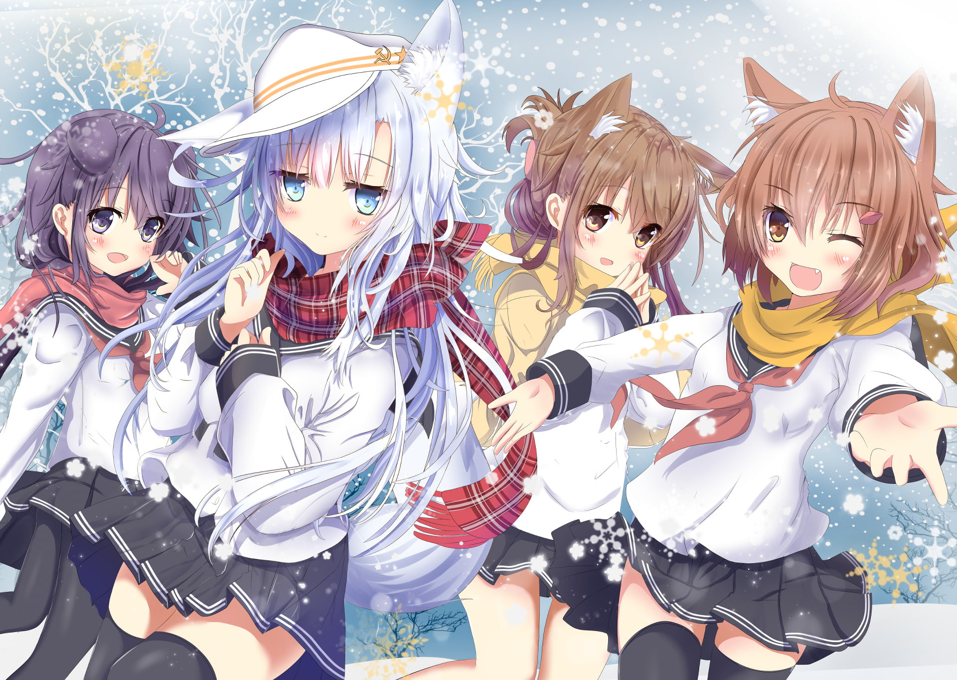Kantai Collection, Ikazuchi (Kancolle), Anime, Hibiki (Kancolle), Inazuma (Kancolle), 1080P, Akatsuki (KanColle), HD Wallpaper