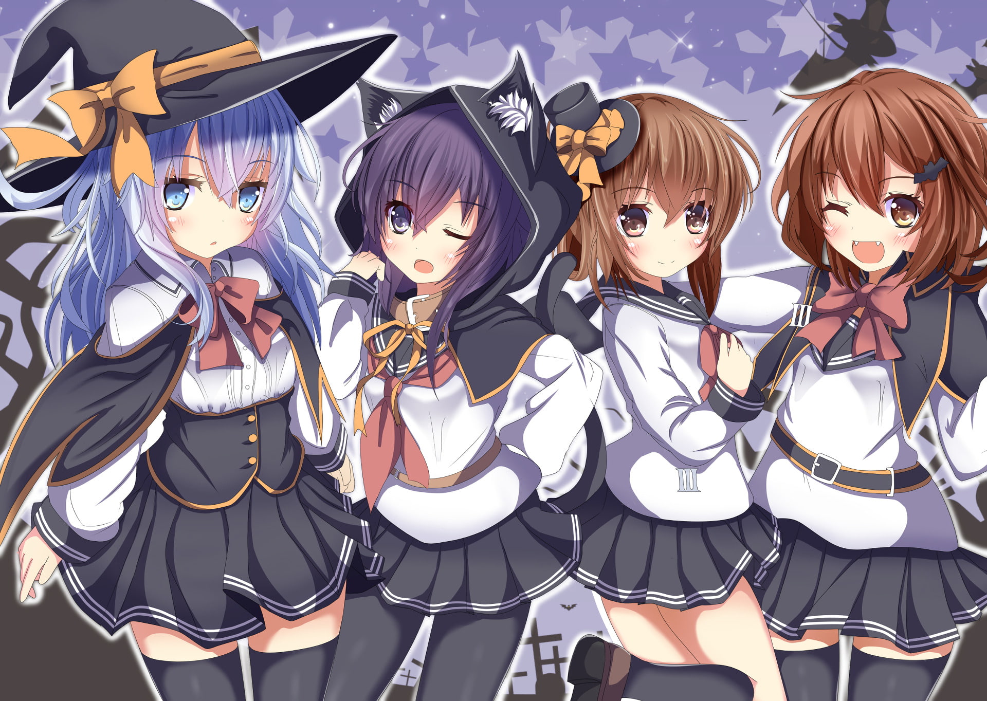 Akatsuki (KanColle), Hibiki (Kancolle), Kantai Collection, 1080P, Inazuma (Kancolle), Ikazuchi (Kancolle), Anime, HD Wallpaper