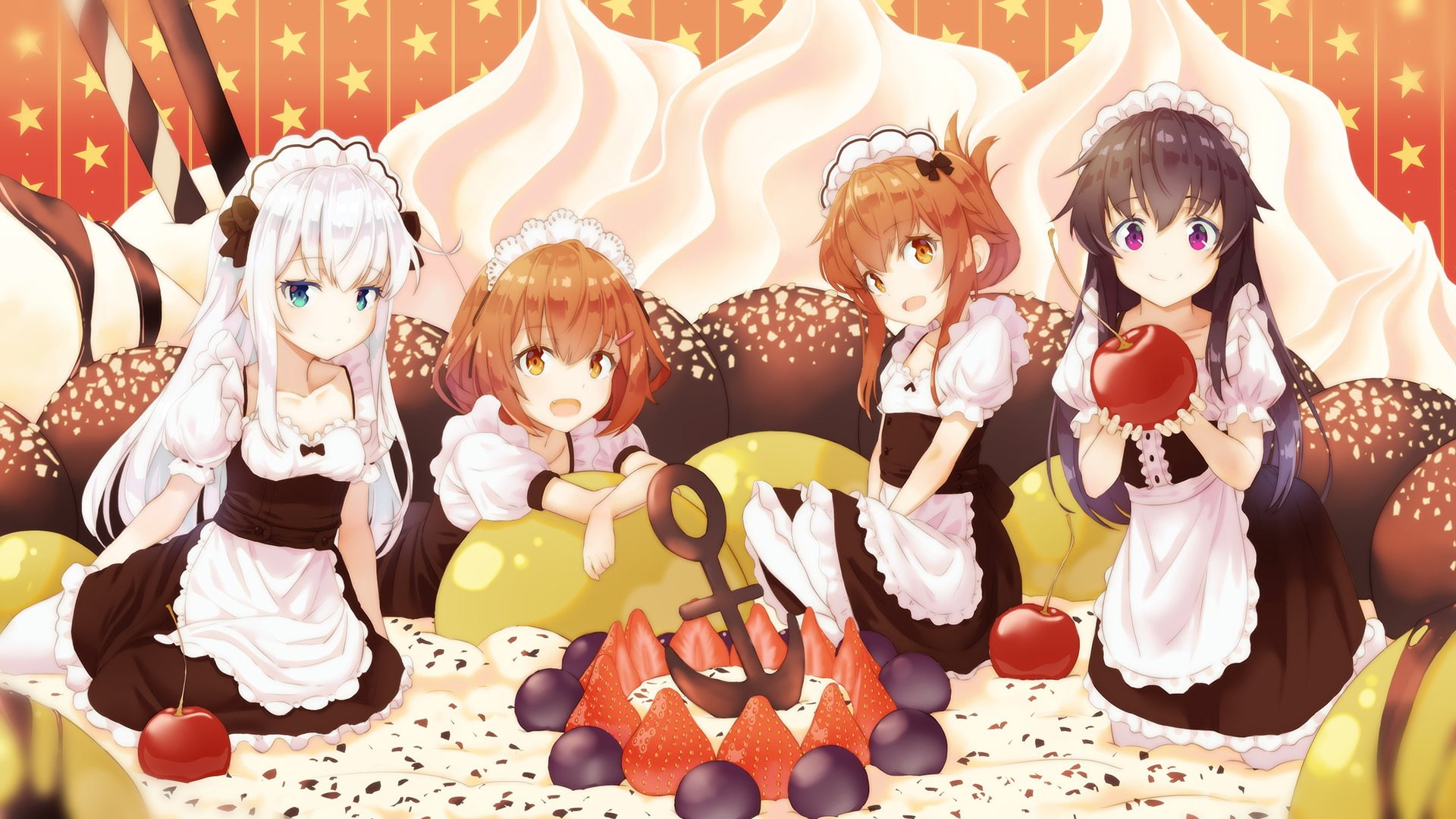 Kantai Collection, Hibiki (Kancolle), Inazuma (Kancolle), 1080P, Akatsuki (KanColle), Ikazuchi (Kancolle), Anime, HD Wallpaper