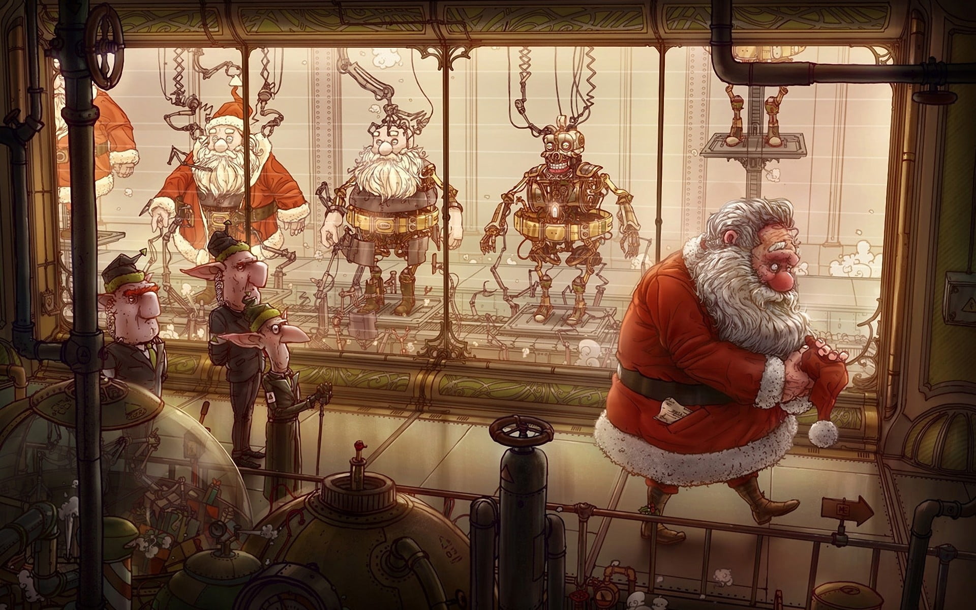 indoors, brown, robot, hanging, adult, religion, electric lamp, decors, built structure, santa, table, store, ornate, one person, art and craft, retail, HD Wallpaper