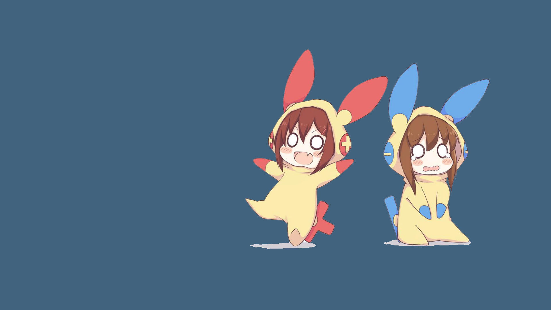 Minun (Pokémon), Anime, Plusle (Pokémon), Inazuma (Kancolle), Ikazuchi (Kancolle), 1080P, Crossover, HD Wallpaper