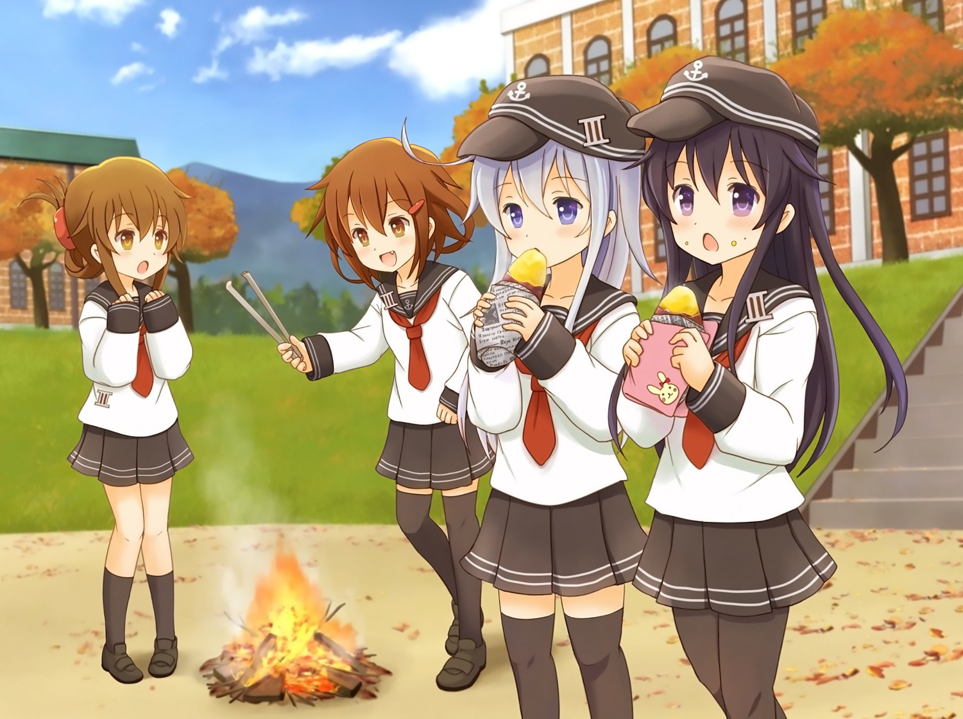 Kantai Collection, Akatsuki (KanColle), Ikazuchi (Kancolle), Anime, 1080P, Hibiki (Kancolle), Inazuma (Kancolle), HD Wallpaper