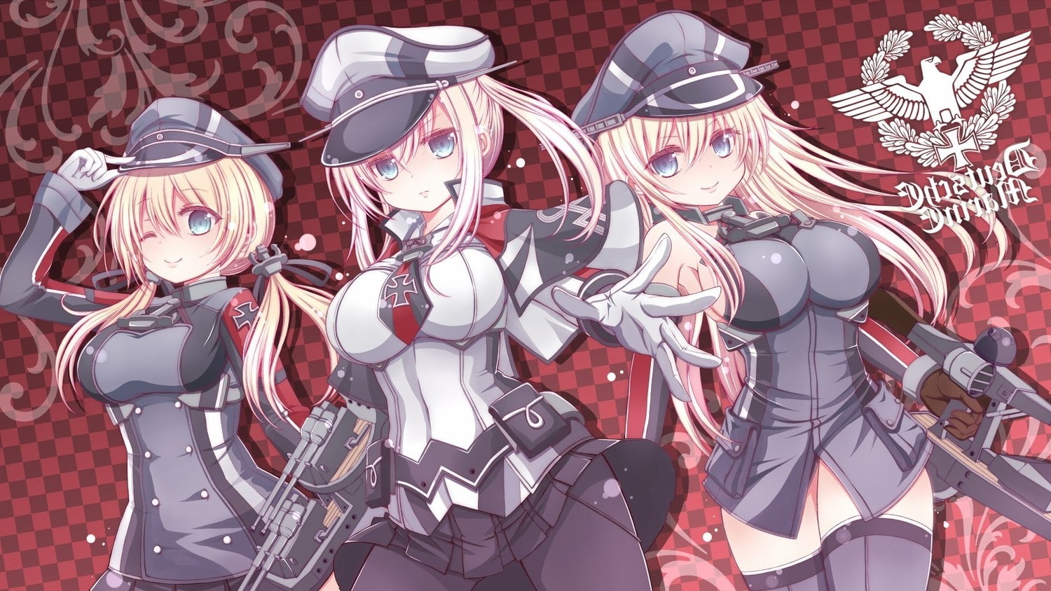 male likeness, craft, representation, red, Prinz Eugen (KanColle), still life, art and craft, side by side, Graf Zeppelin (KanColle), large group of objects, HD Wallpaper