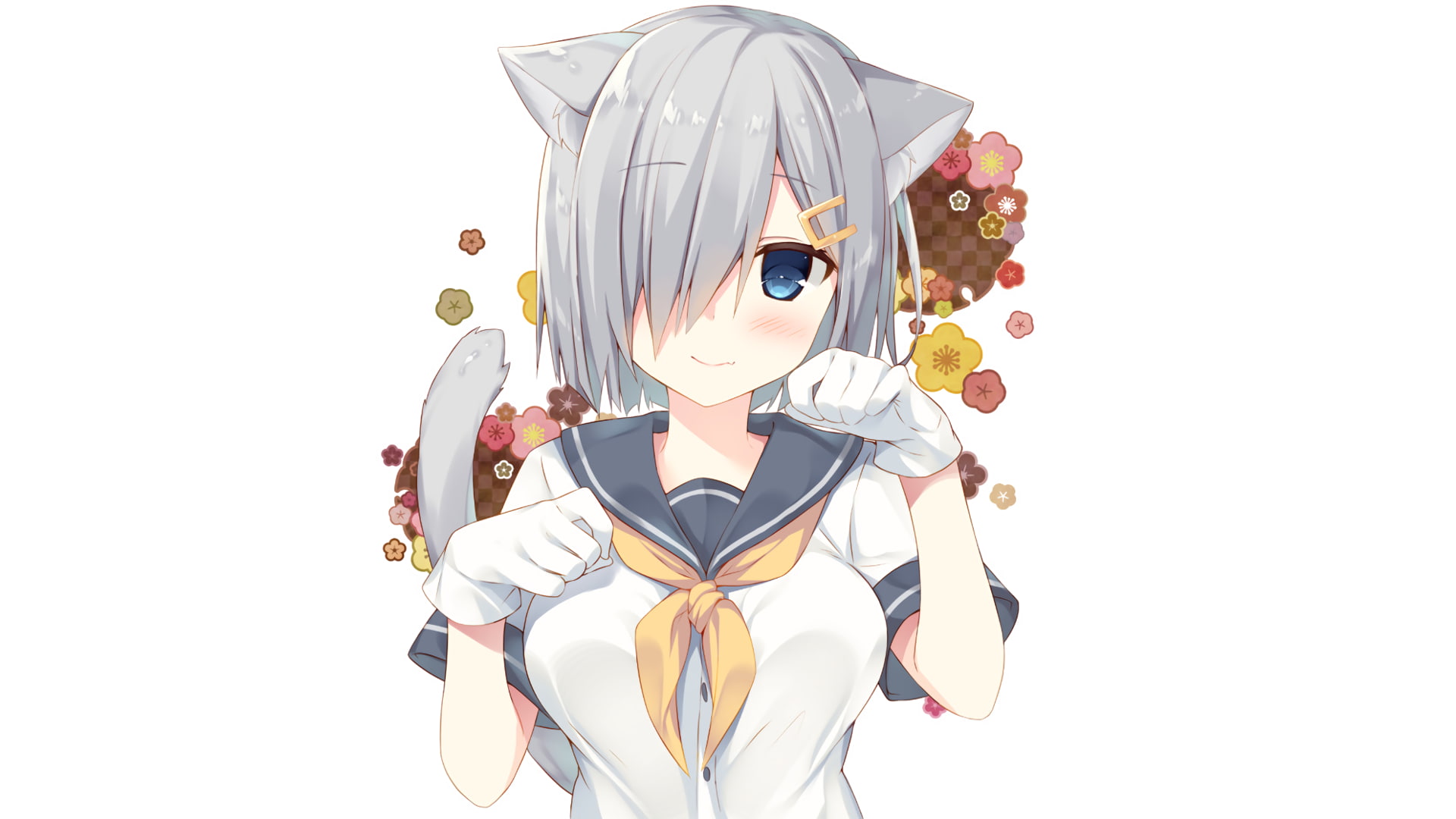 women, clothing, lifestyles, hamakaze, copy space, young adult, indoors, animal ears, 1080P, real people, one person, digital composite, kantai collection, HD Wallpaper