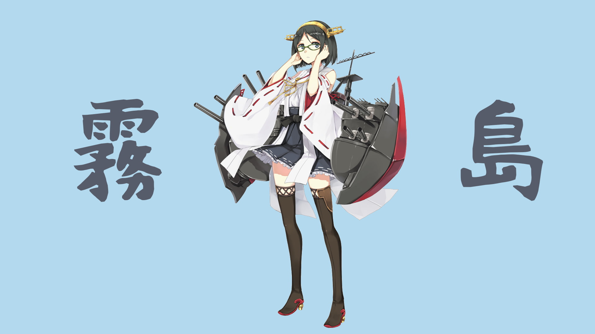 1080P, male likeness, human representation, blue background, anime, front view, anime girls, text, communication, sky, Kantai Collection, one person, adult, HD Wallpaper