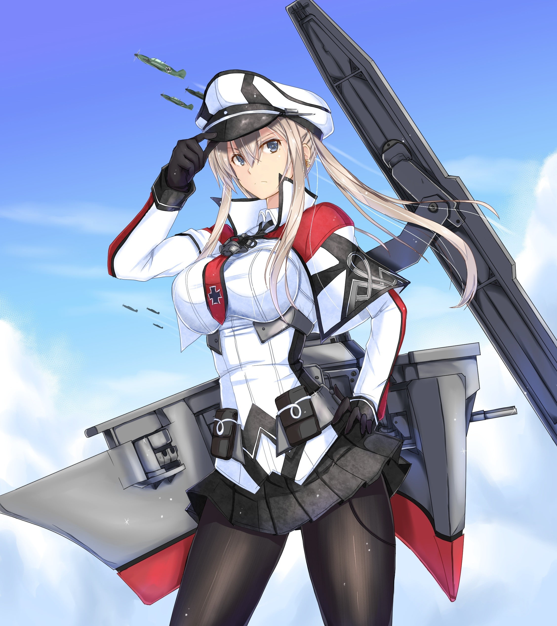 Graf Zeppelin (KanColle), skirt, blonde, long hair, 1080P, anime, uniform, Kantai Collection, anime girls, Phone HD Wallpaper