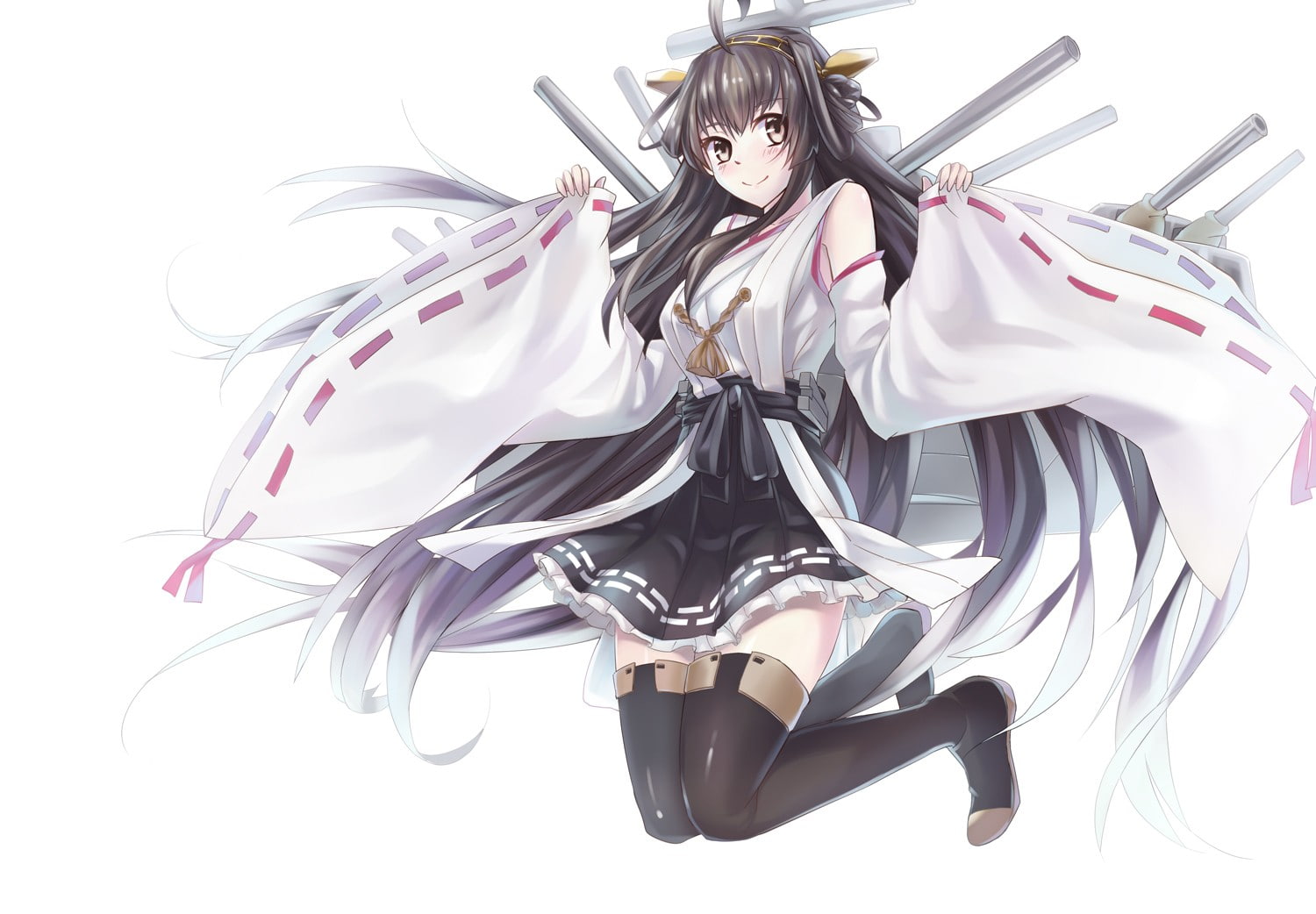 beauty, females, young adult, one person, adult, young women, Kongou (KanColle), portrait, fashion, cut out, front view, indoors, studio shot, white background, HD Wallpaper