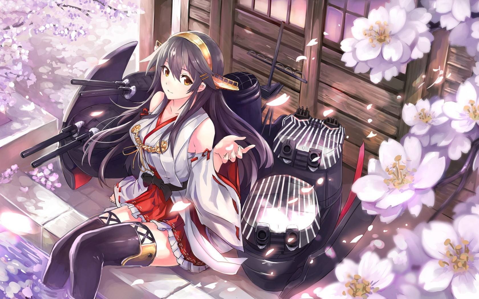 front view, representation, celebration, nature, Kongou (KanColle), close-up, lifestyles, sitting, no people, anime girls, flowering plant, illuminated, HD Wallpaper