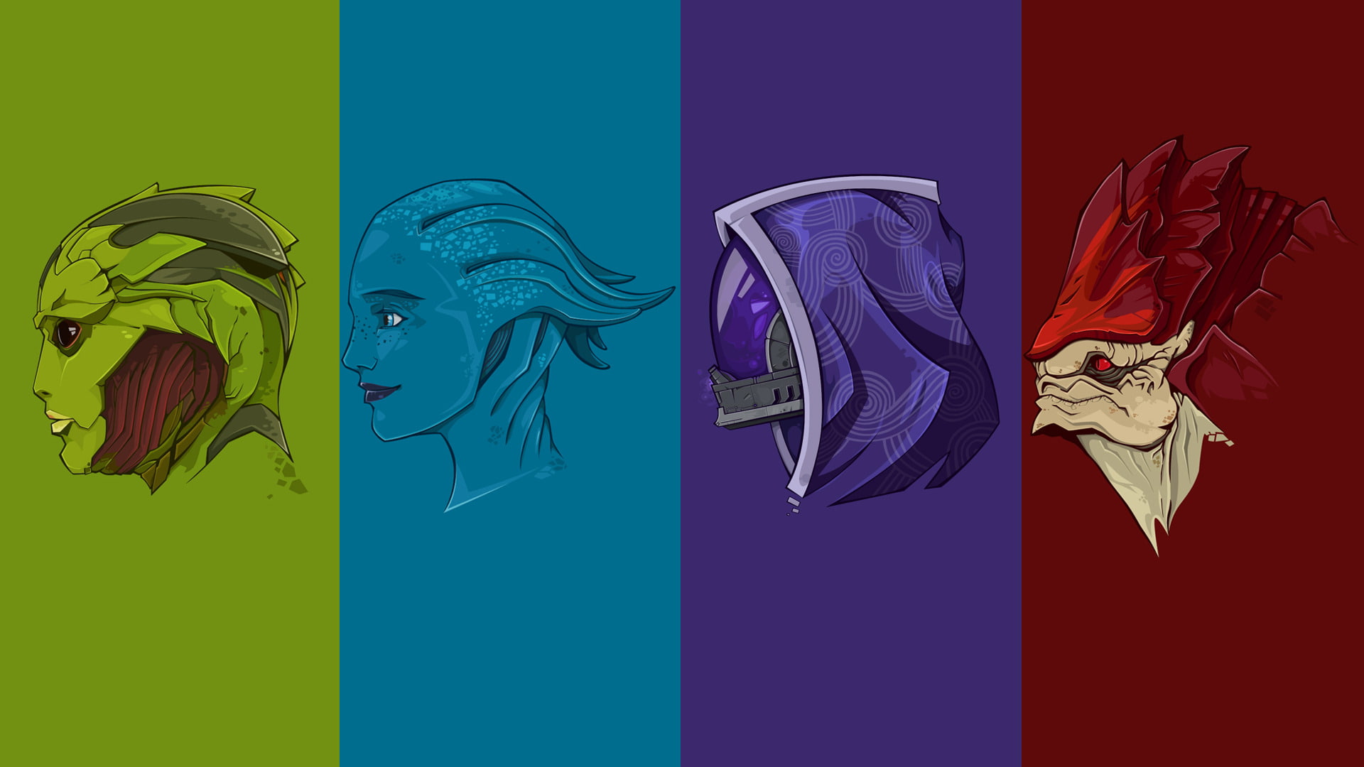 Liara TSoni, purple, TaliZorah, digital composite, blue, art and craft, Mass Effect, body part, vibrant color, colored background, Thane Krios, indoors, HD Wallpaper