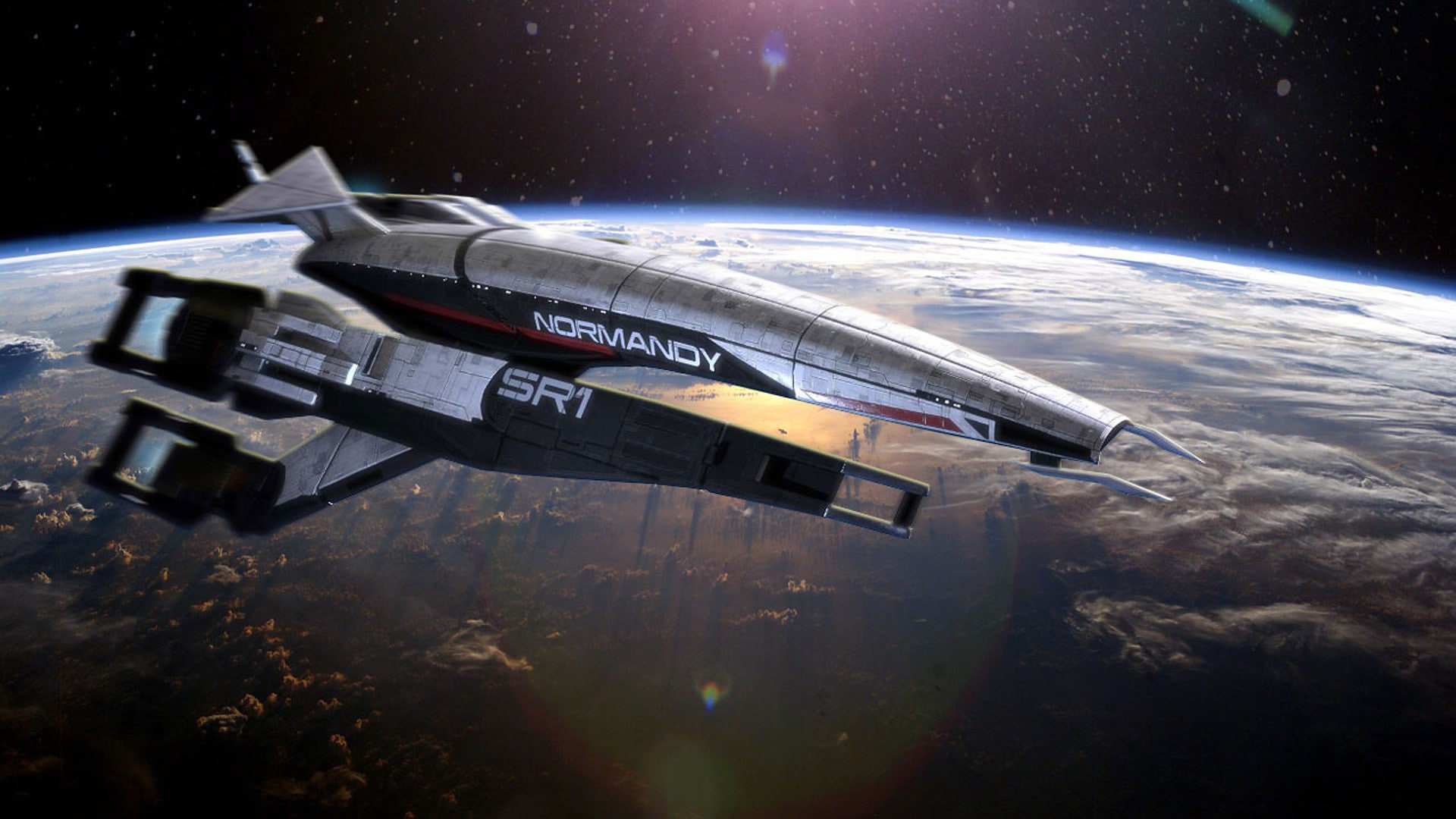 Mass Effect, 1080P, spaceship, video games, normandy sr-1, space, HD Wallpaper