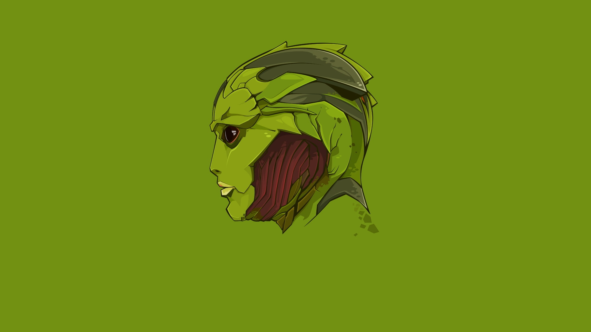 video games, thane, 1080P, effect, krios, green, head, hd, mass, HD Wallpaper