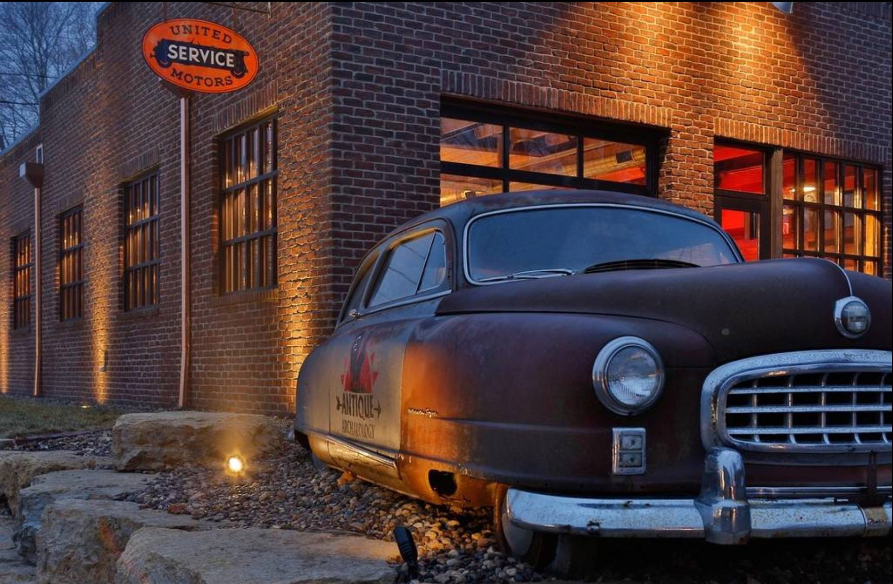 vehicle, 720P, car, brick wall, no people, city, mode of transportation, wreck, land vehicle, illuminated, headlight, architecture, communication, public transportation, HD Wallpaper
