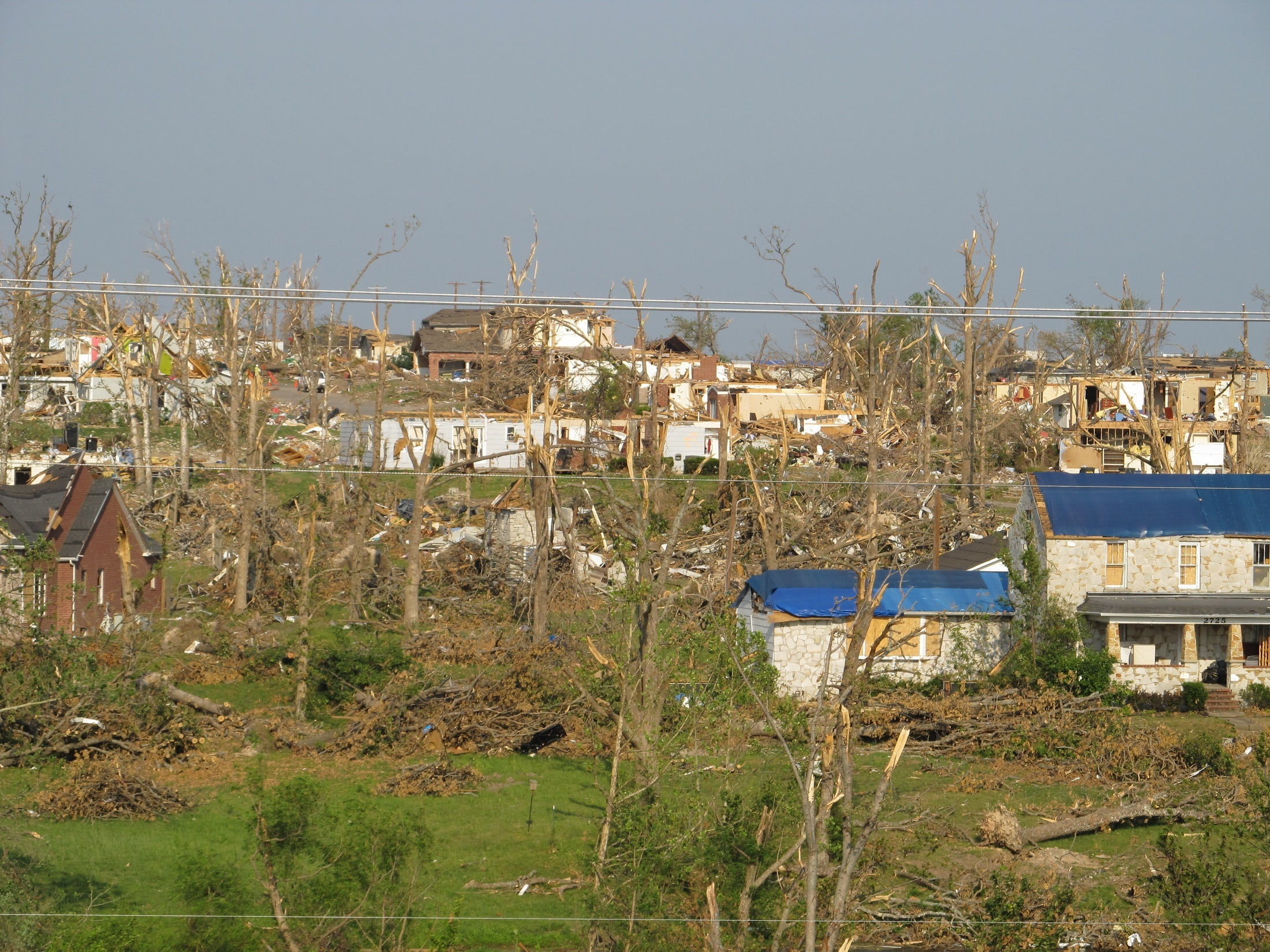 debarked, devastation, neighborhood, roofs, disaster, plant, debris, houses, no people, tree, high angle view, bare, missouri, mangled, clear sky, building exterior, HD Wallpaper