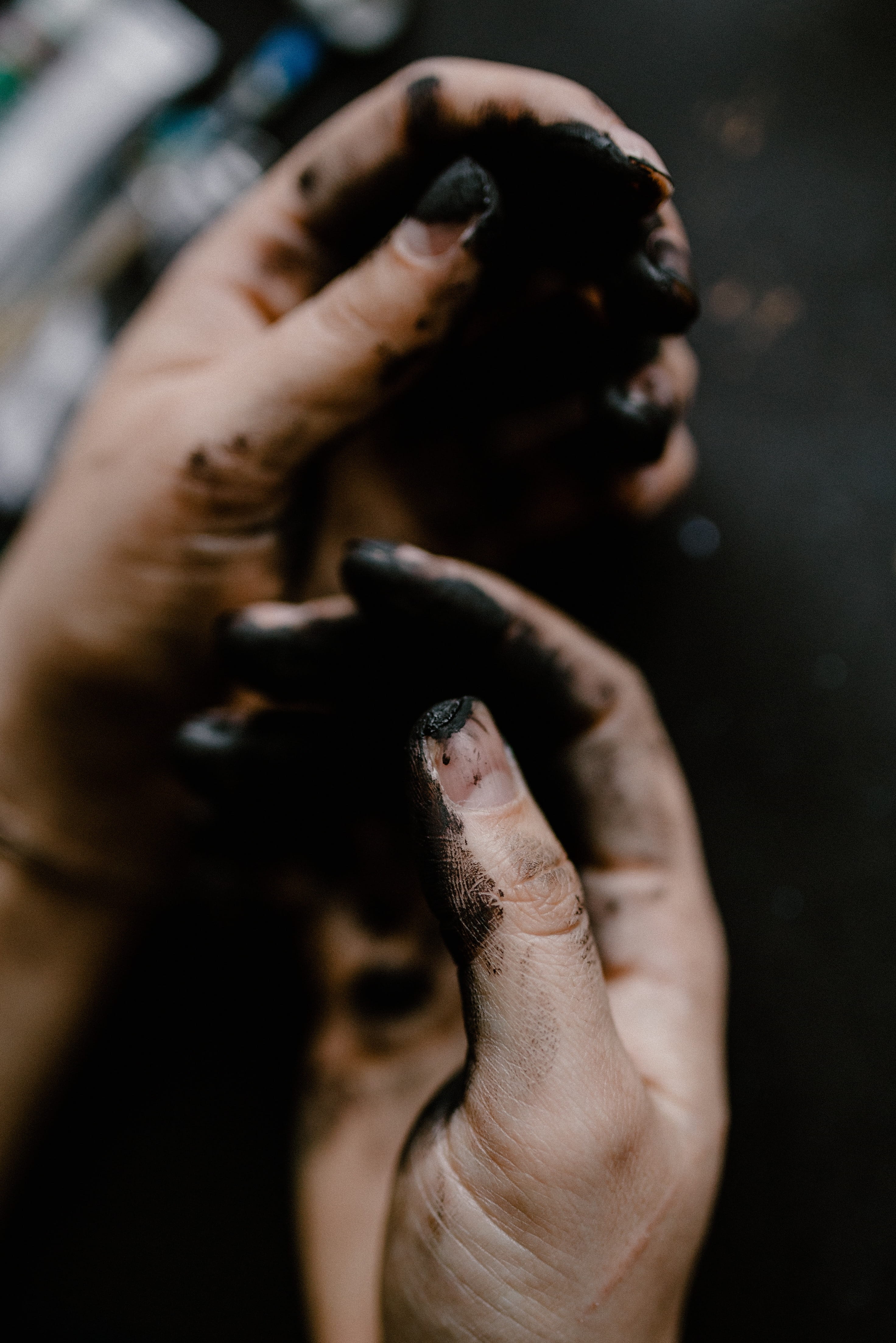 holding, painter, artist, painting, one animal, painted, black paint, lifestyles, real people, sign, indoors, human body part, human hand, body part, one person, Phone HD Wallpaper