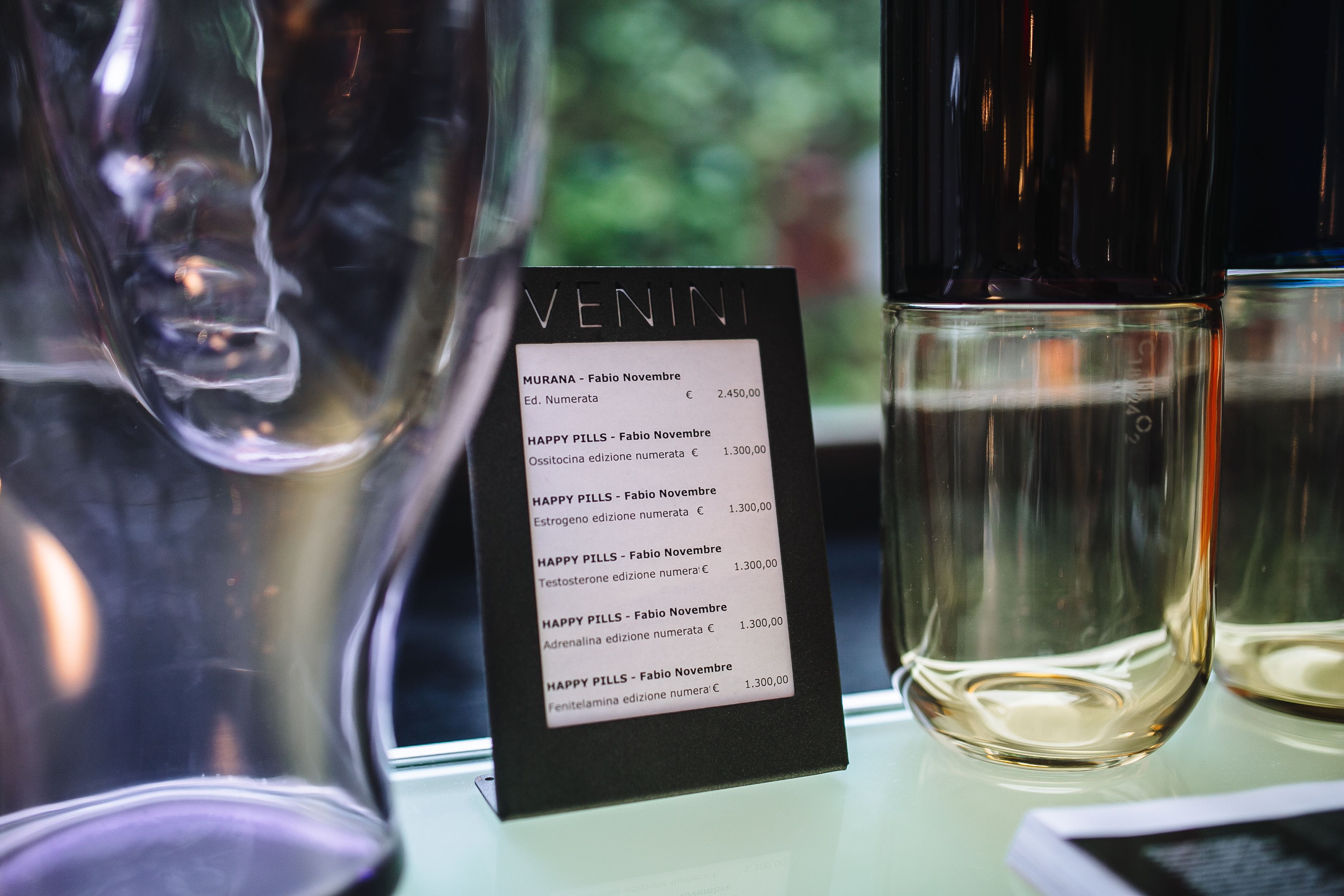 menu, Murano, factory, handmade, glass, glassworks, 4K, whiskey, close-up, bottle, transparent, museum, table, restaurant, Italy, indoors, alcohol, food and drink, HD Wallpaper