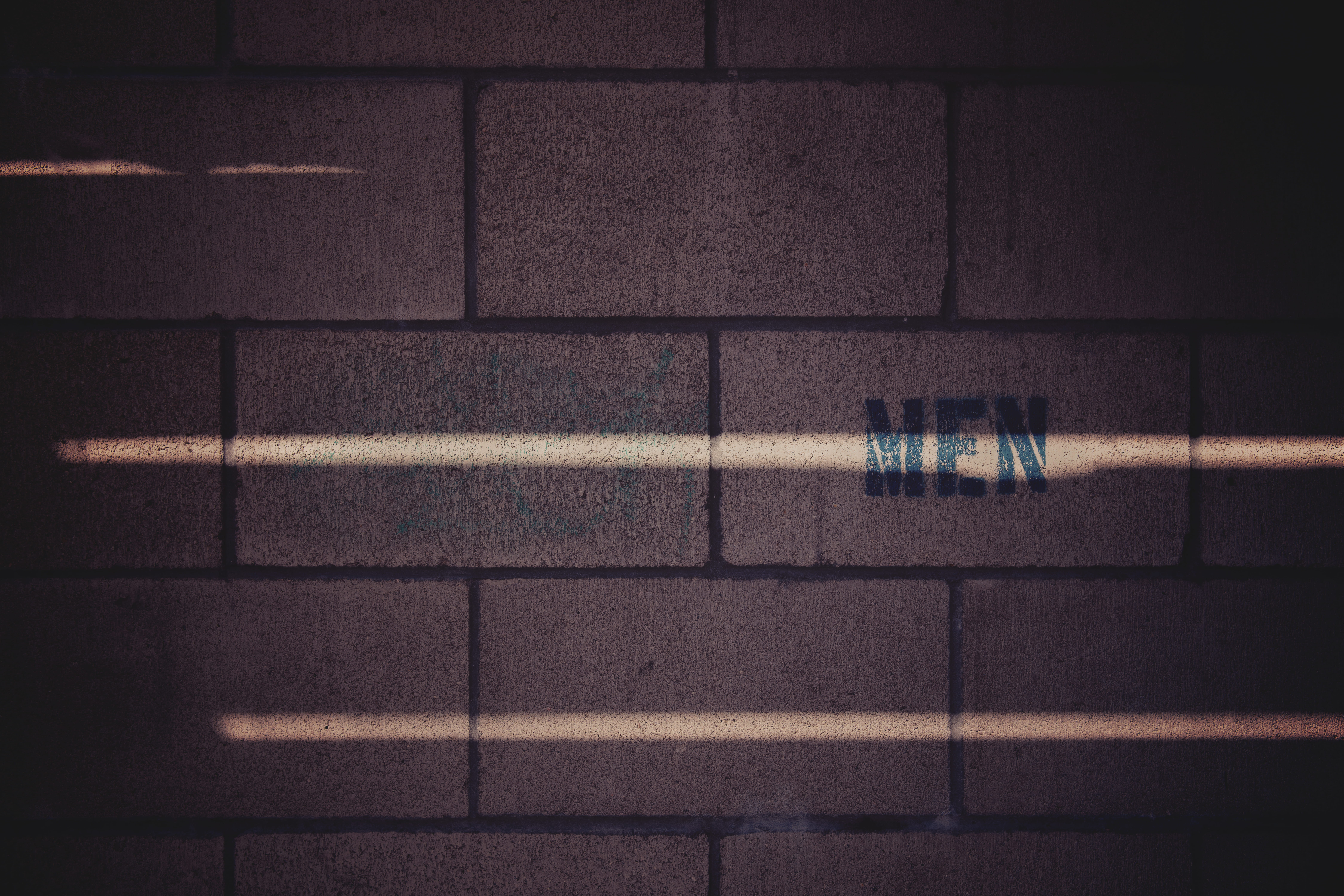 mensroom, dark, material, urban, close-up, brick, black Color, sunlight, man, grey, text, concrete, abstract, sign, bathroom, no People, construction Industry, HD Wallpaper