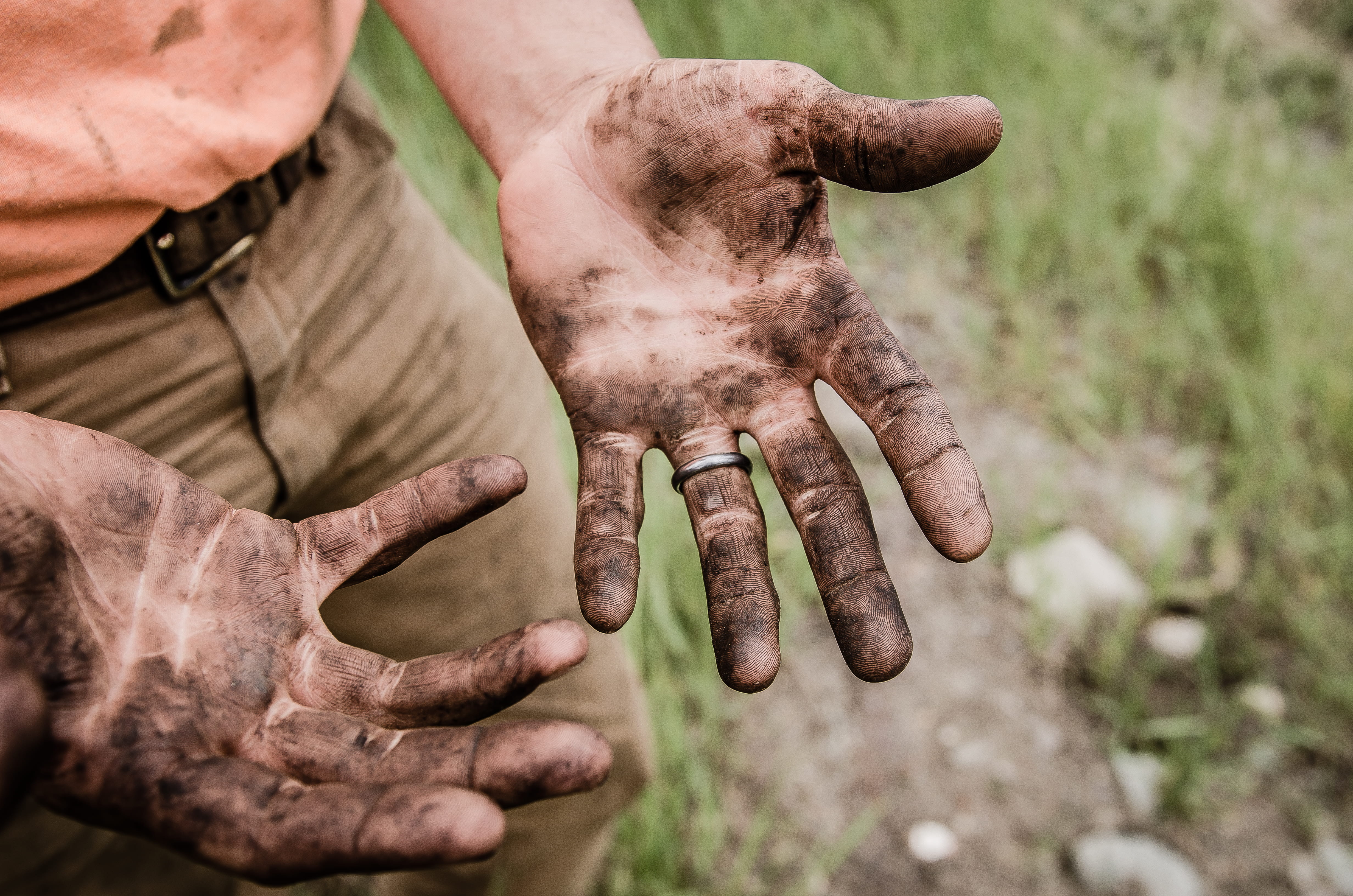 holding, human hand, ring, human body part, gardening, farmer, messy, belt, dirty, showing, hand, men, black, day, finger, dirty hand, working, dirt, unhygienic, HD Wallpaper