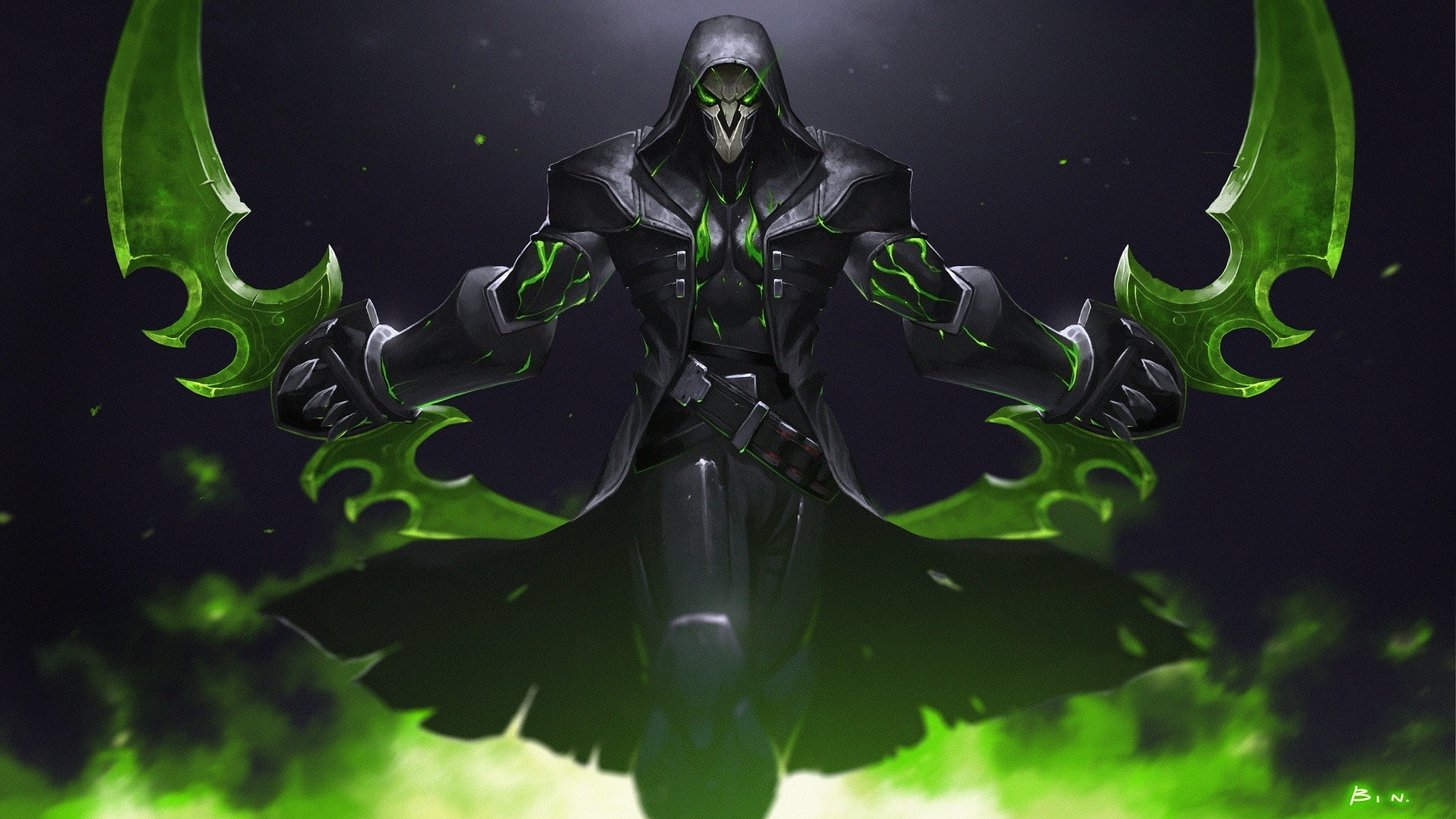 demon, Warcraft, Reaper (Overwatch), Overwatch, drawing, magic, 1080P, HD Wallpaper