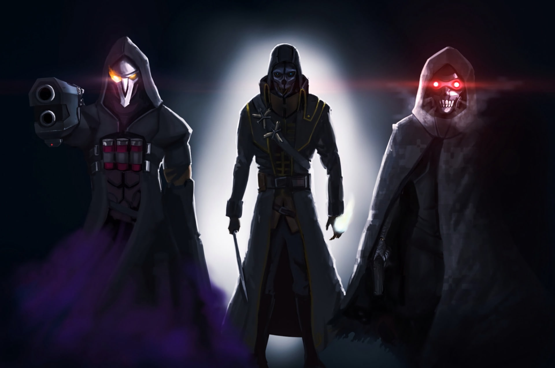 Crossover, Sword Art Online II, 1080P, Reaper (Overwatch), Sword Art Online, Death Gun (Sword Art Online), HD Wallpaper