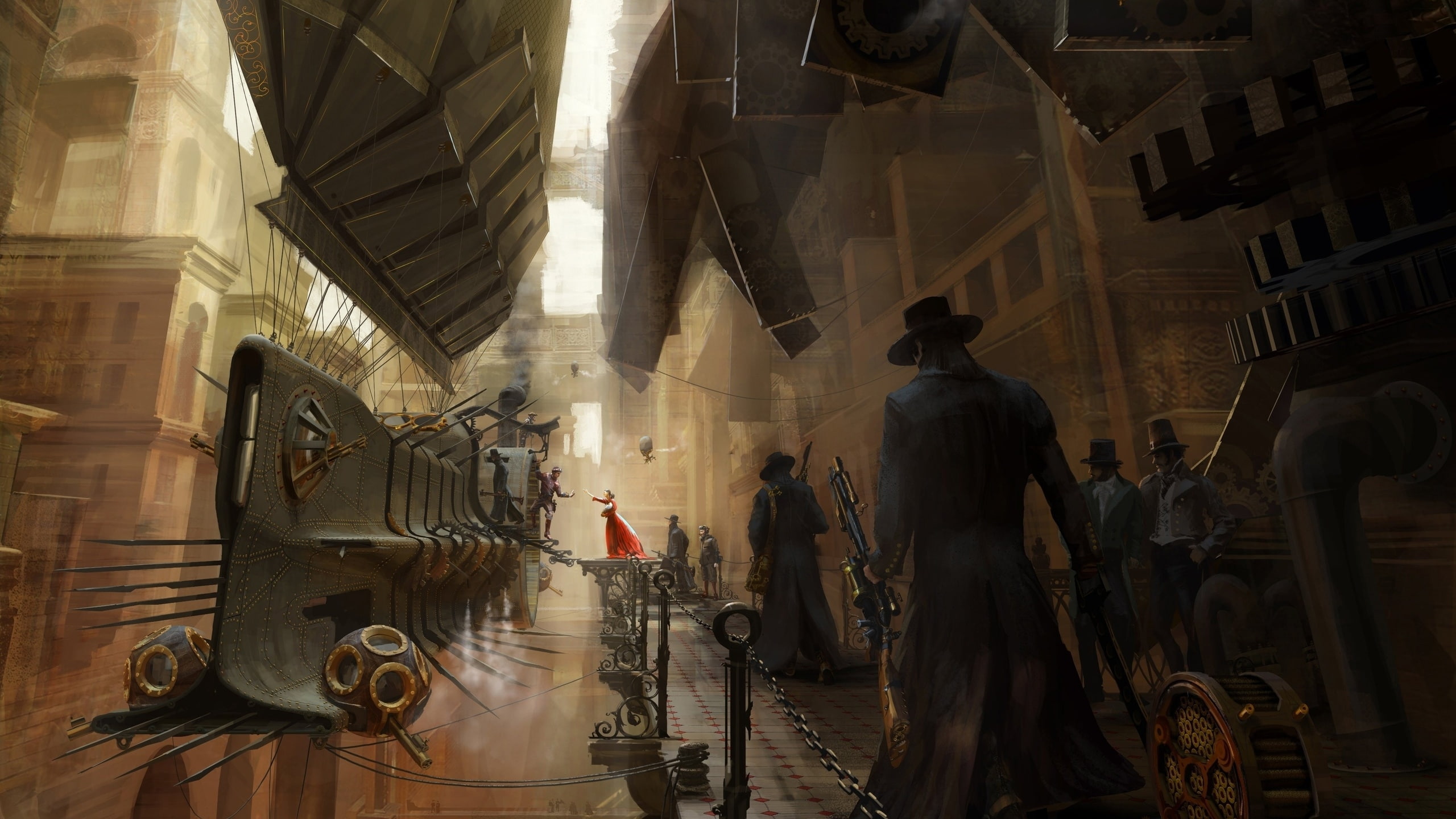 artwork, sci-fi, fantasy world, steampunk, Fantasy, 2K, HD Wallpaper