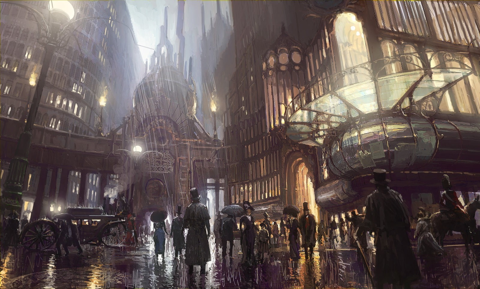 building exterior, religion, architecture, travel destinations, city, place of worship, steampunk city artwork concept art fantasy art, incidental people, HD Wallpaper