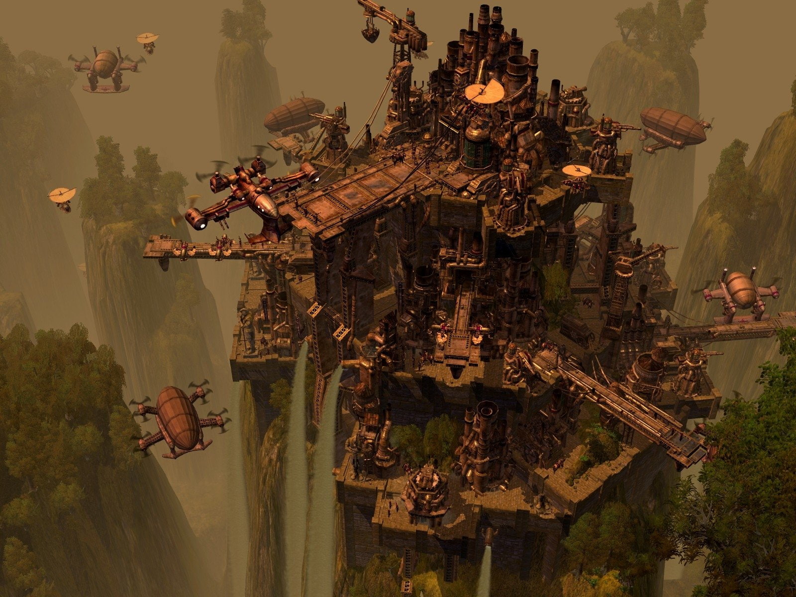 City, mode of transportation, no people, spirituality, machinery, architecture, building exterior, tree, Steampunk, belief, sky, Sci Fi, outdoors, place of worship, HD Wallpaper