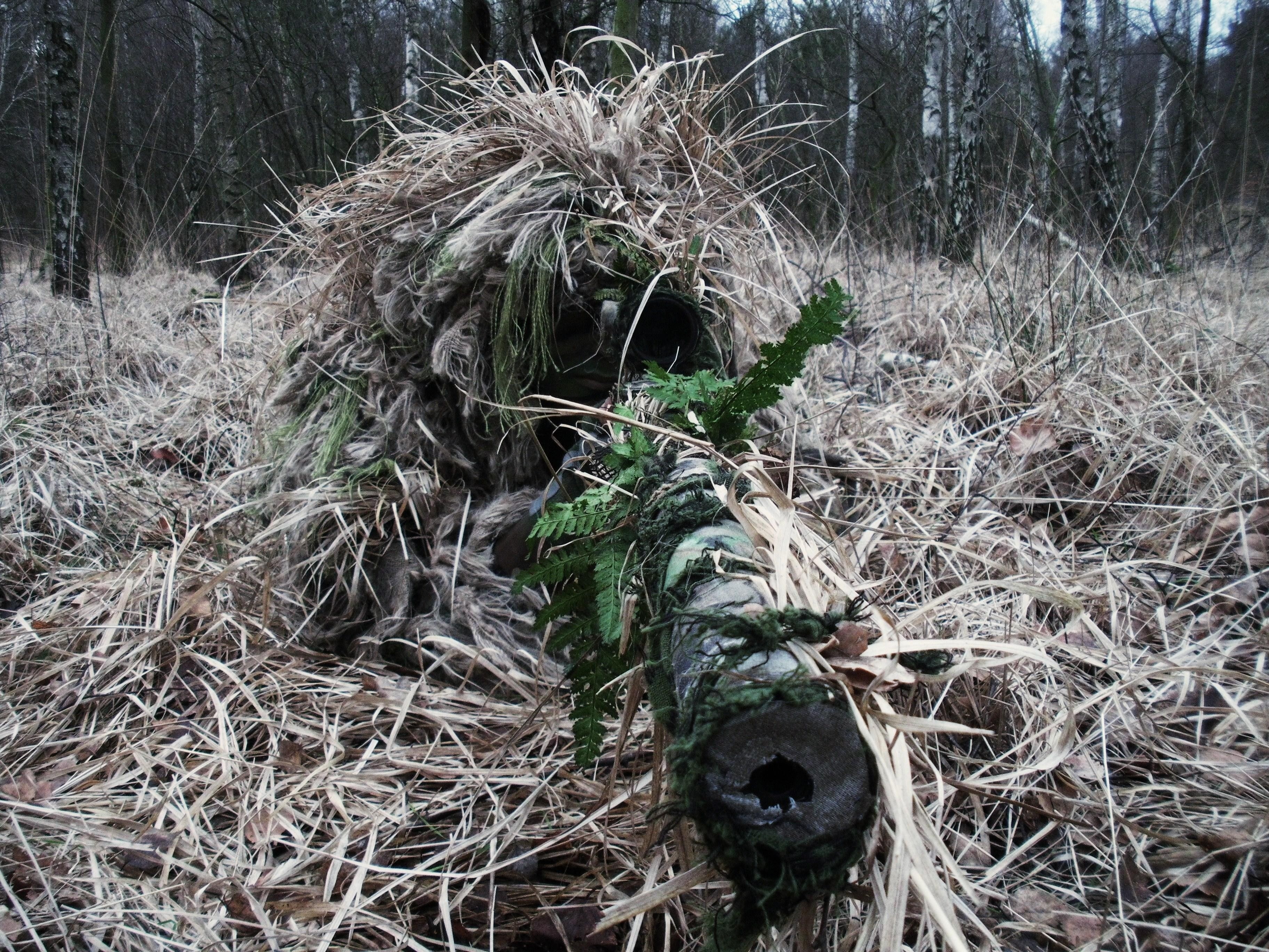sniper, hd, nature, ghillie, forests, art, 2K, camouflage, forest, suit, x, HD Wallpaper