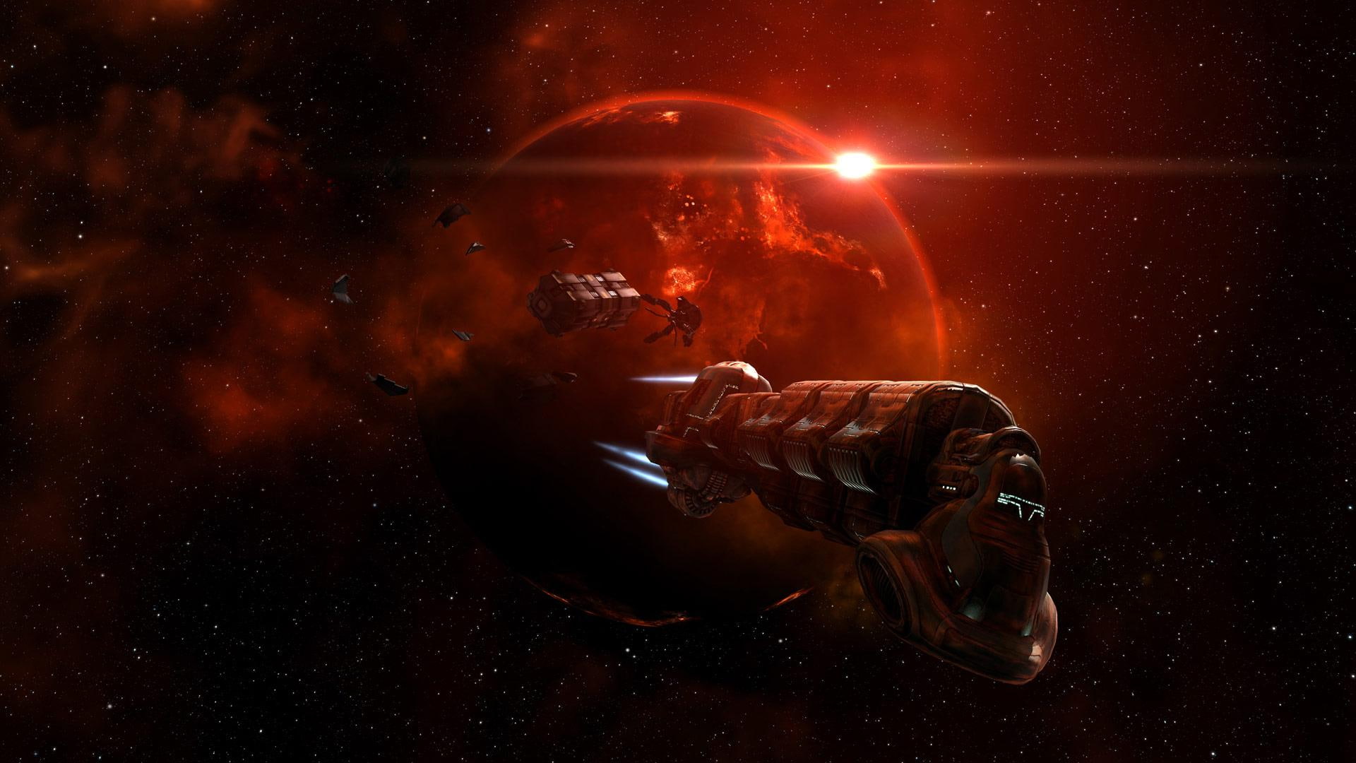 nature, 1080P, effort, Gallente, digital composite, illuminated, star - space, men, clothing, red, outdoors, sportsman, dark, spaceship, EVE Online, one person, HD Wallpaper