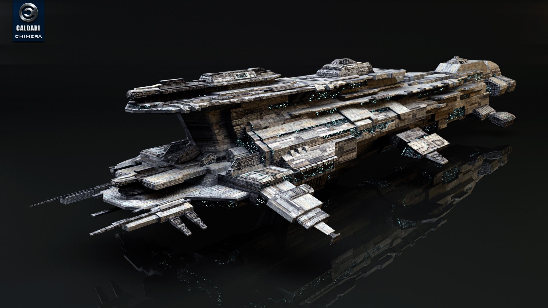 science fiction, Caldari, artwork, 1080P, spaceship, reflection, fantasy Art, digital art, HD Wallpaper