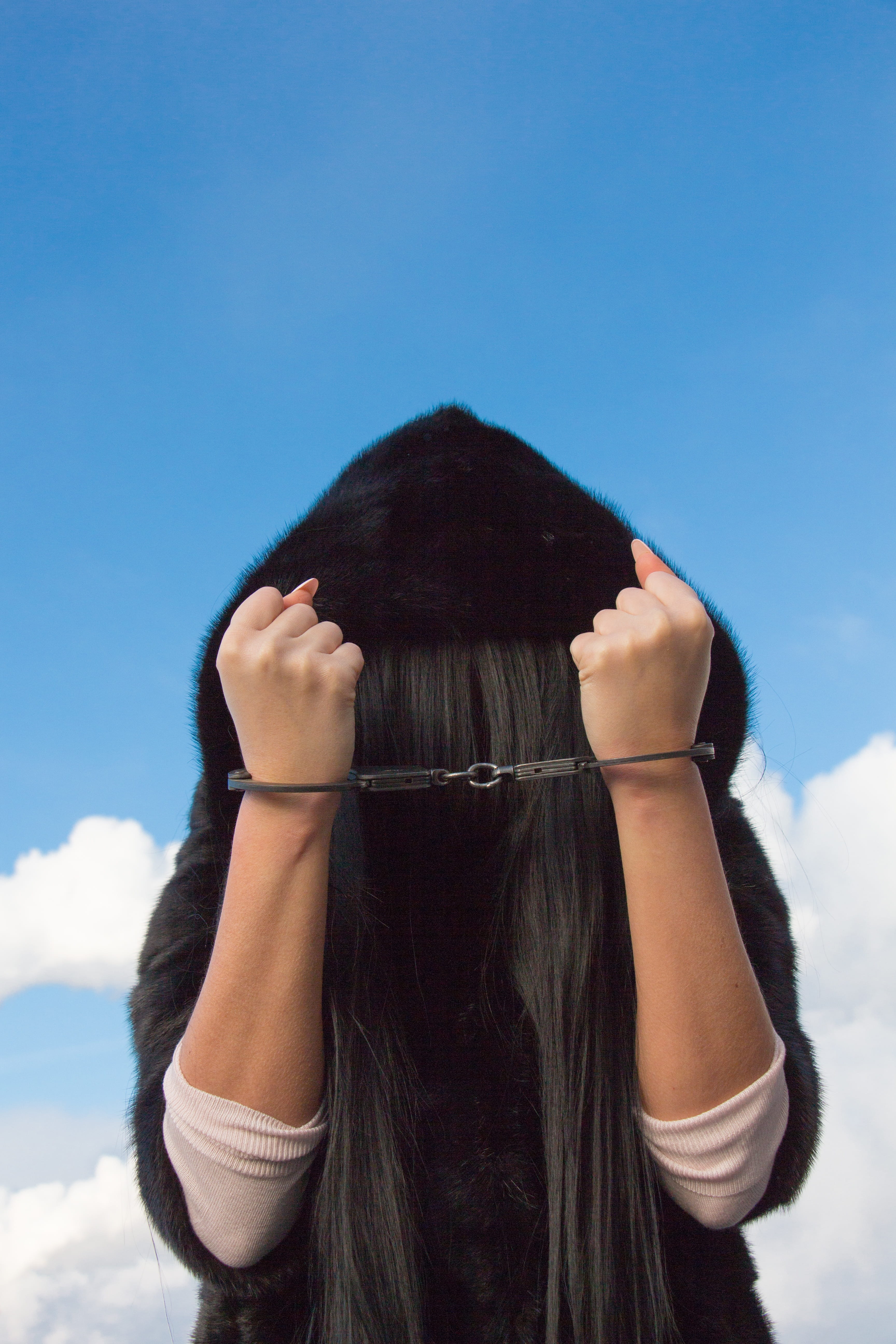 day, nature, the dependence of, womens dependence, junkie, black hair, woman, handcuffed, rear view, lifestyles, the shackles of alcoholism, obscured face, Phone HD Wallpaper