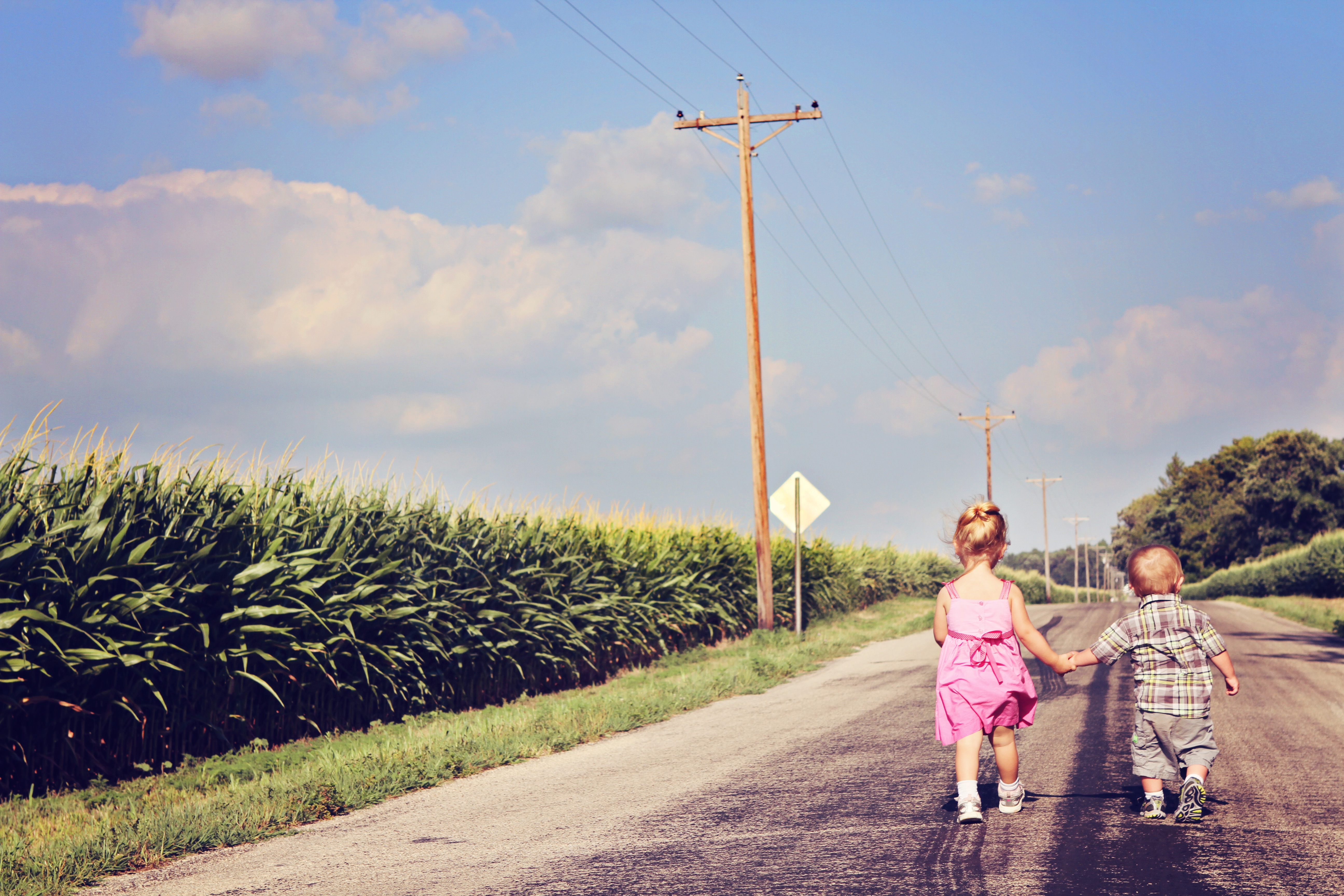 summer, girls, field, environment, cornfield, sky, sister, girl, road, women, holding, youth, friendship, transportation, plant, outside, nature, along, HD Wallpaper
