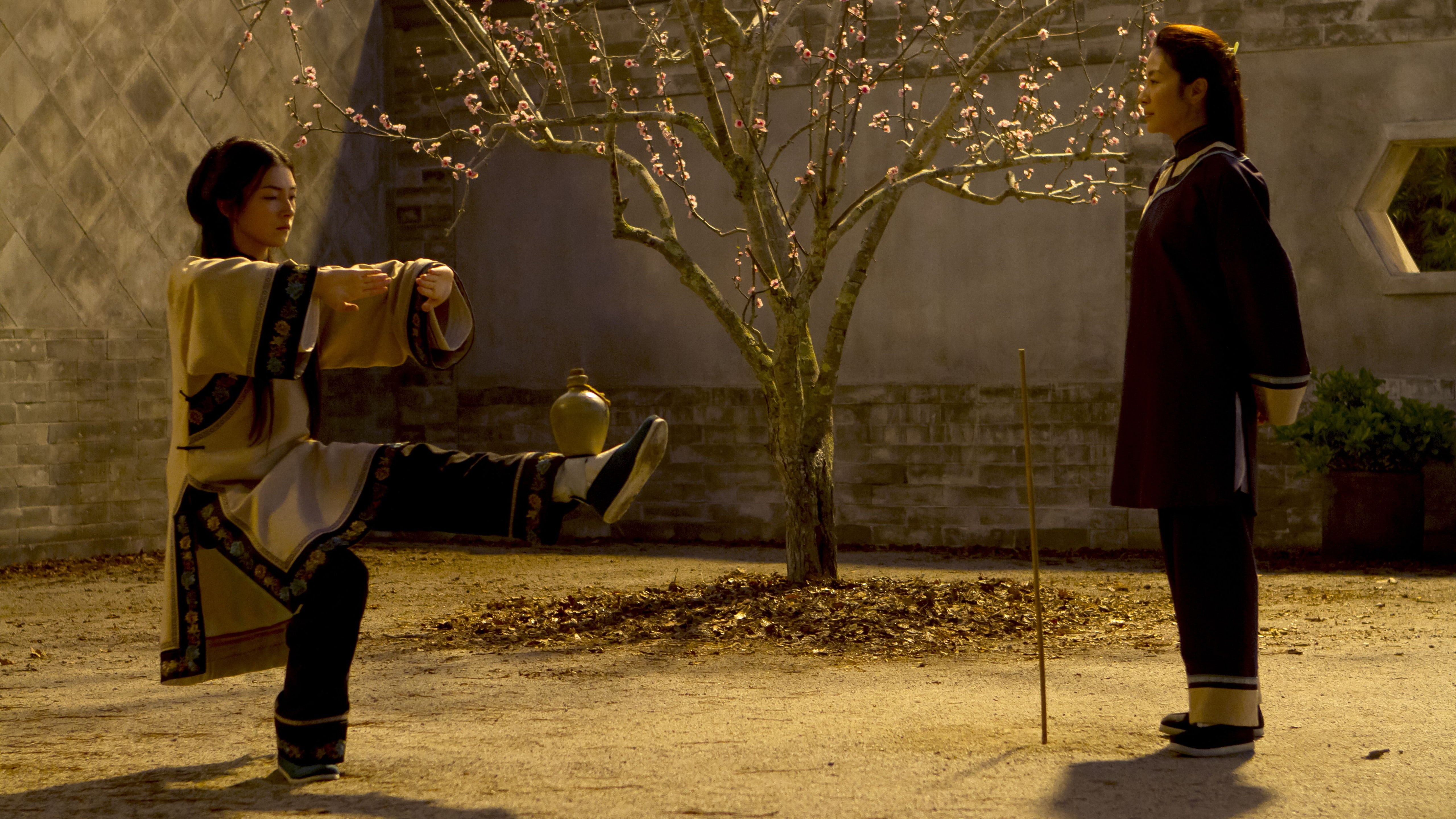 5K, Hidden Dragon: Sword of Destiny, woman, front, one, balancing, ground, foot, Michelle Yeoh, Crouching Tiger, best movies 2016, HD Wallpaper