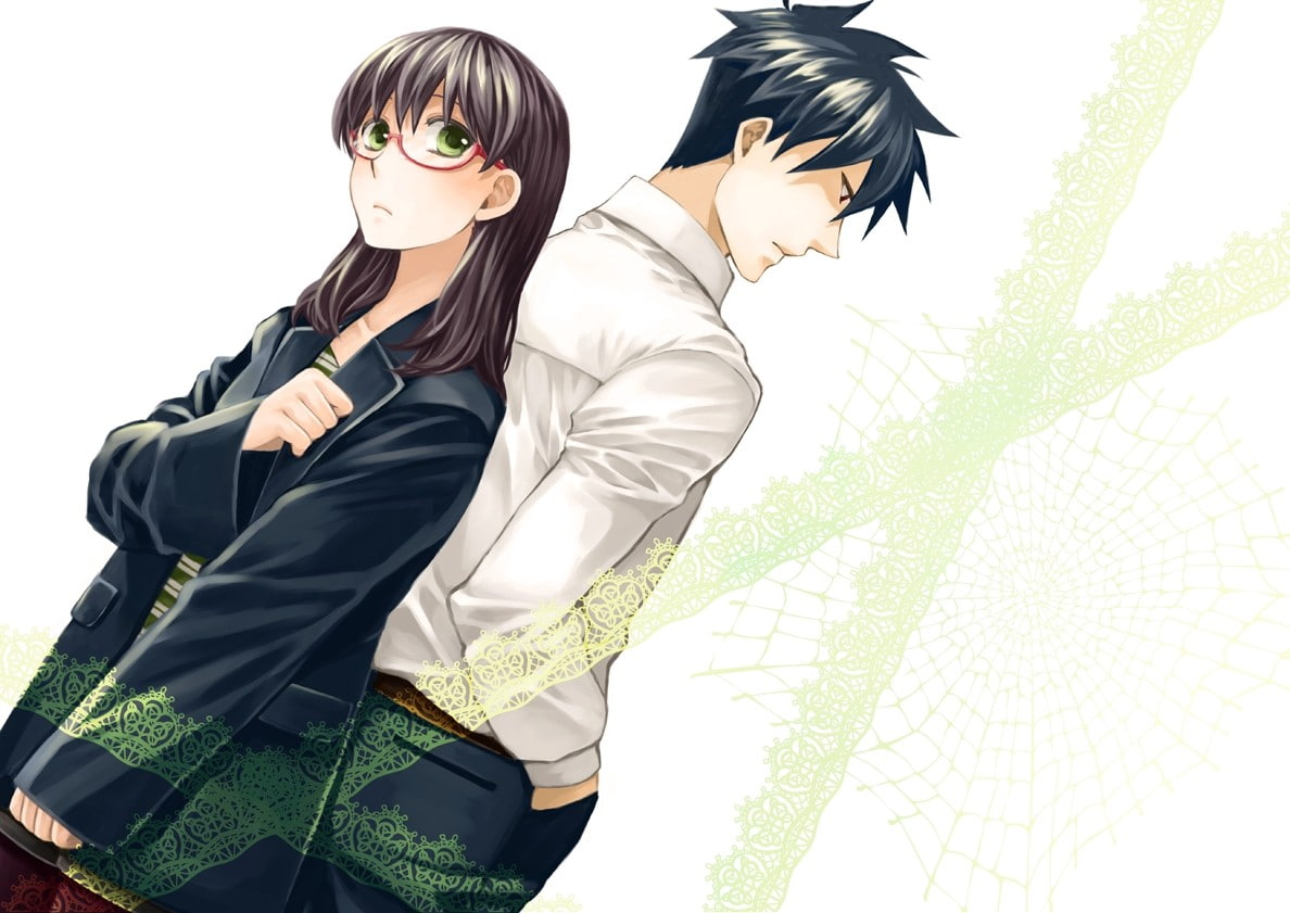 glasses, 480P, adult, standing, Akutabe, young women, hairstyle, three quarter length, green color, Sakuma Rinko, young adult, Azazel-san., outdoors, nature, HD Wallpaper
