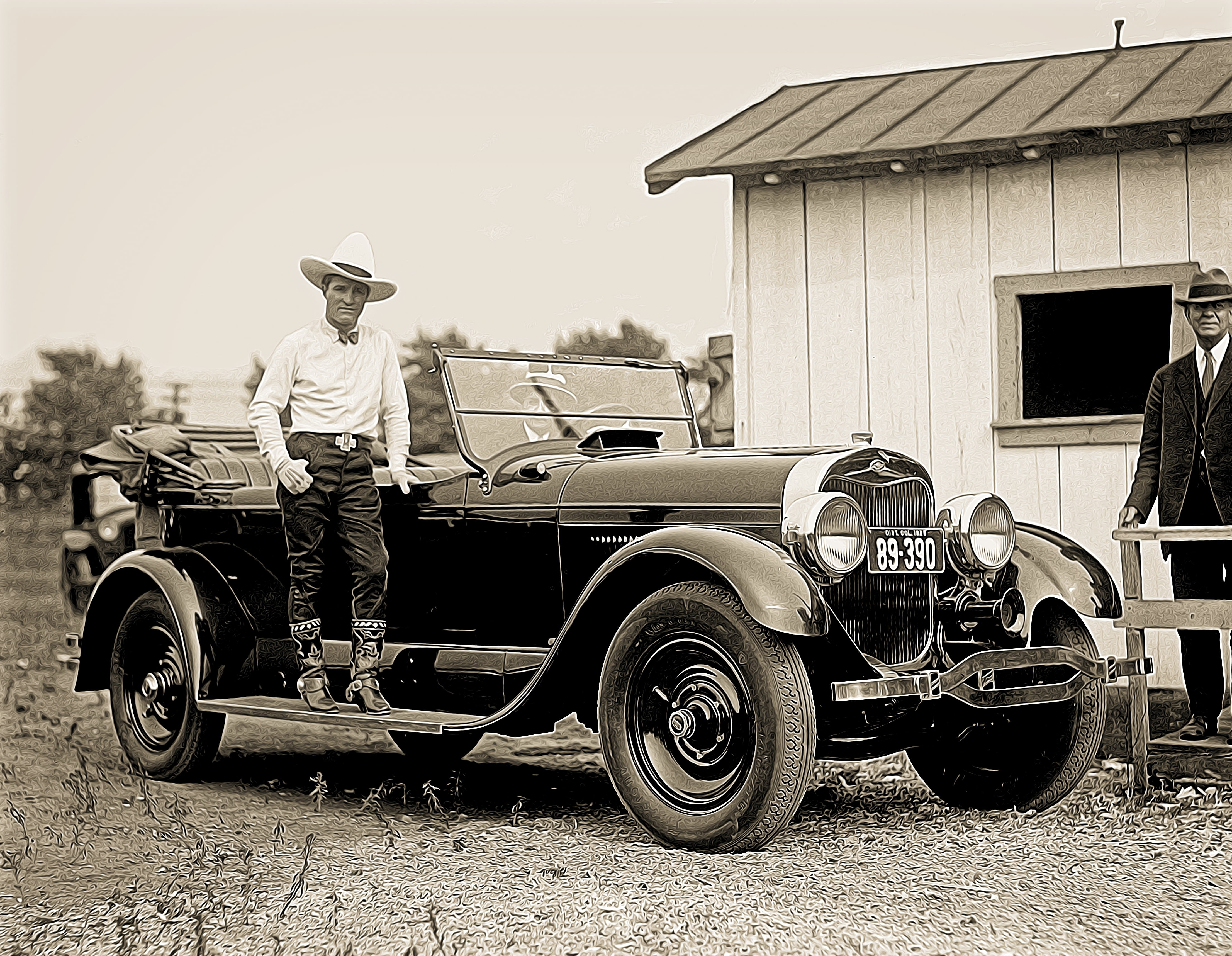 lincoln car, 1925, collectors Car, movie star, cowboy hat, land Vehicle, tom mix, hat, men, farmer, mode of transportation, one person, rural scene, transportation, HD Wallpaper