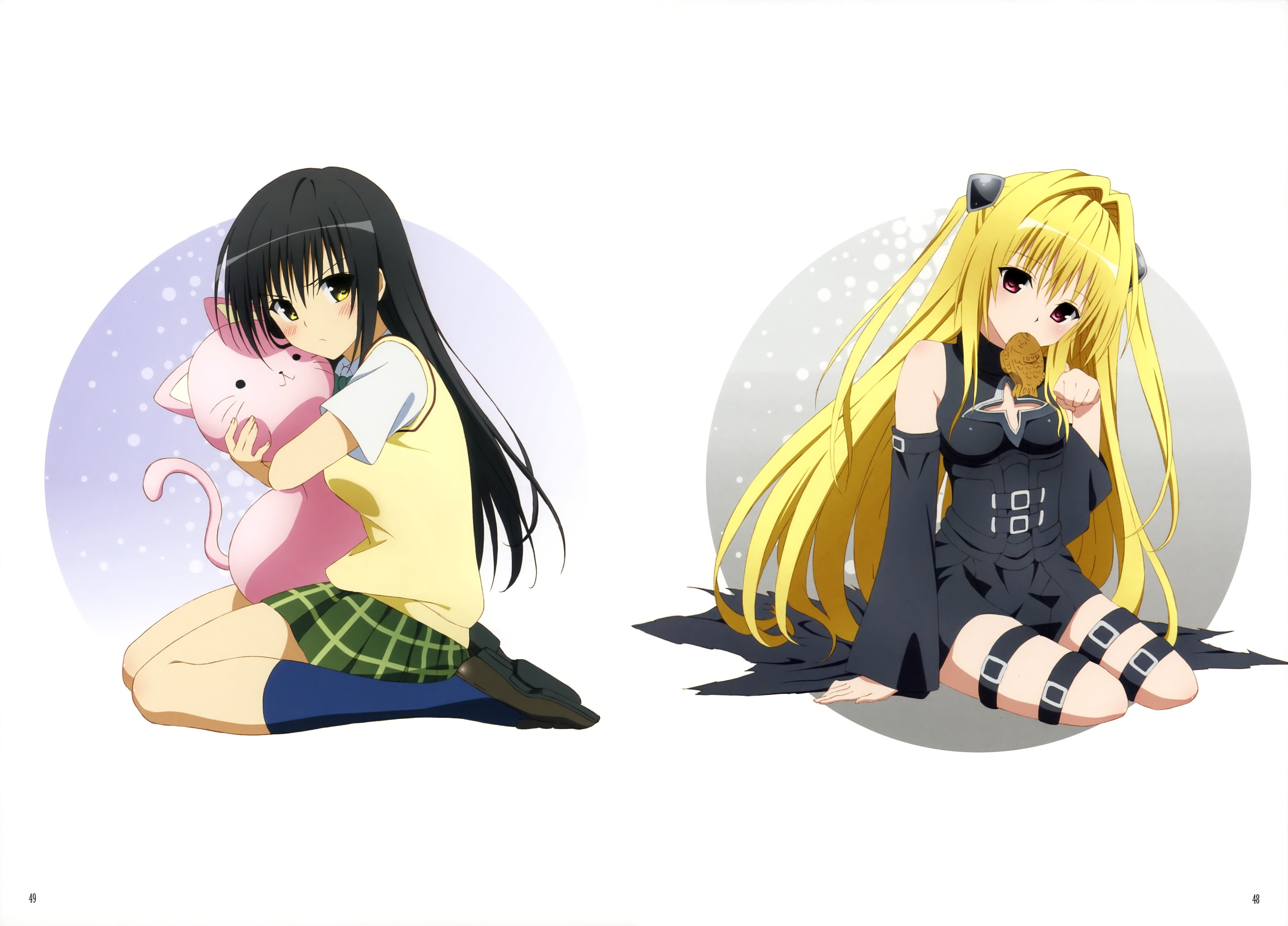 to love ru anime girls golden darkness kotegawa yui anime, studio shot, representation, celebration, copy space, crouching, clothing, 5K, full length, HD Wallpaper