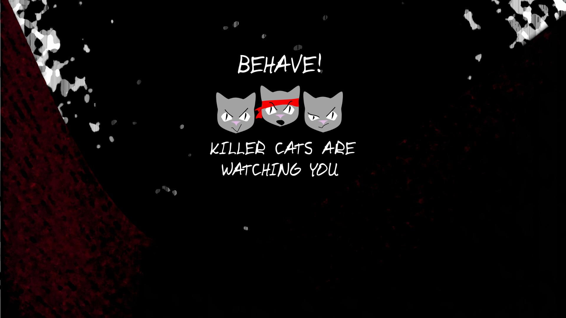 background, dark background, killer, killer cats, dark, font, cats, 1080P, HD Wallpaper