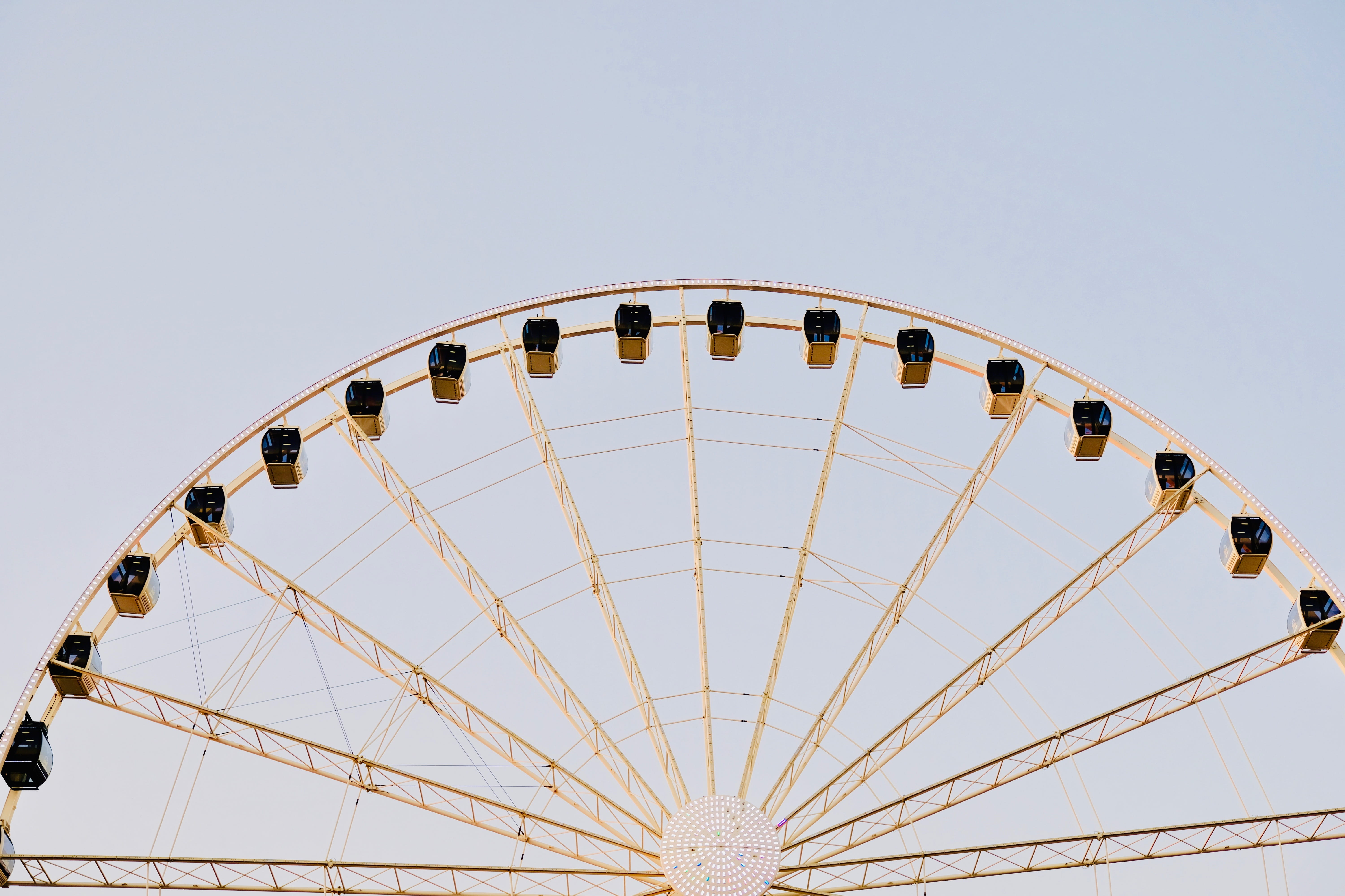 theme park, light, enjoyment, sky, transportation, built structure, no people, amusement park ride, metal, machine, entertaiment, circle, ferris, arts culture and entertainment, HD Wallpaper