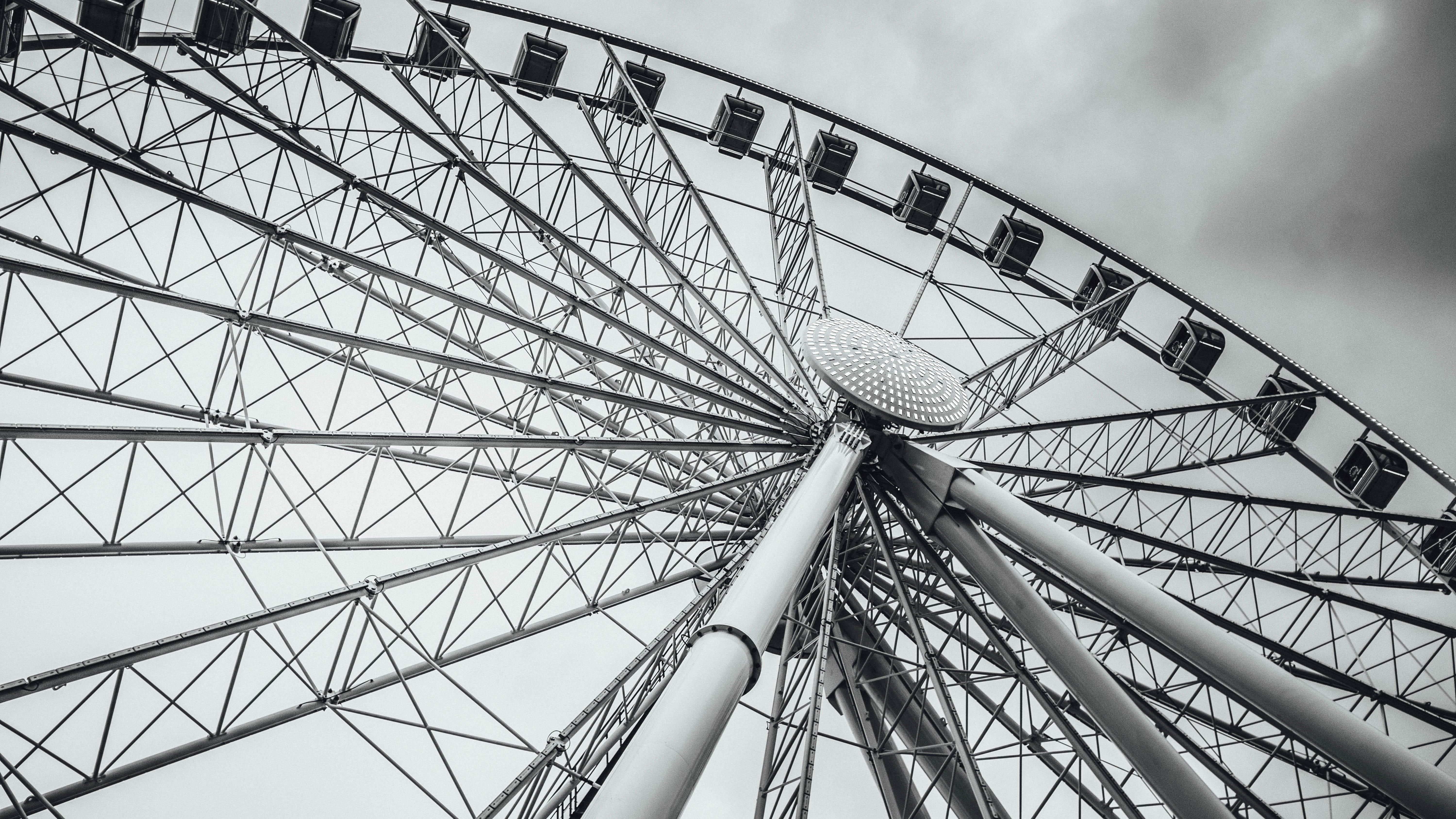 cloud - sky, nature, pattern, plywood, wood, garden, geometric shape, inflatable, large, leisure activity, clock, ferris wheel, arbour, directly below, HD Wallpaper