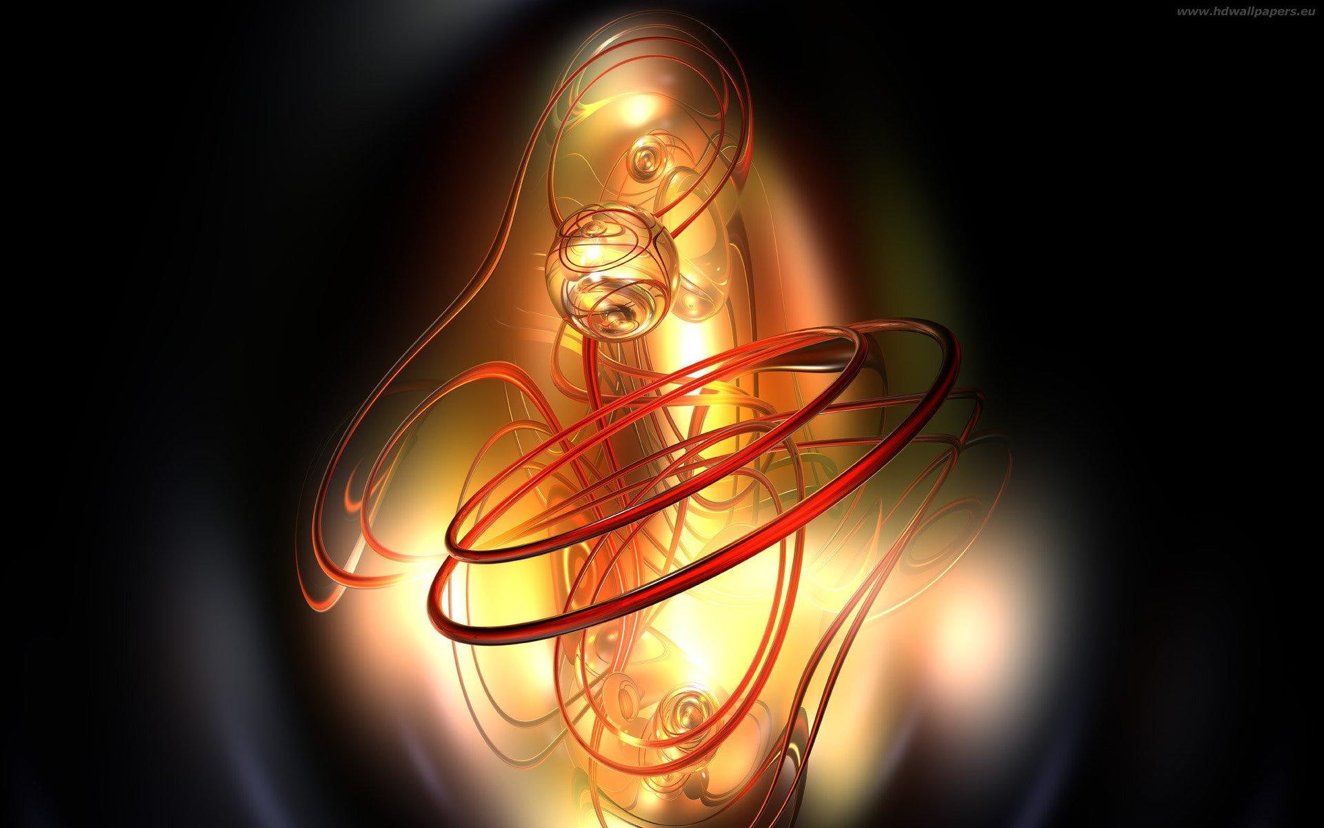 3d, art, gold, red, 1080P, abstract, d, graphic, fractal, HD Wallpaper