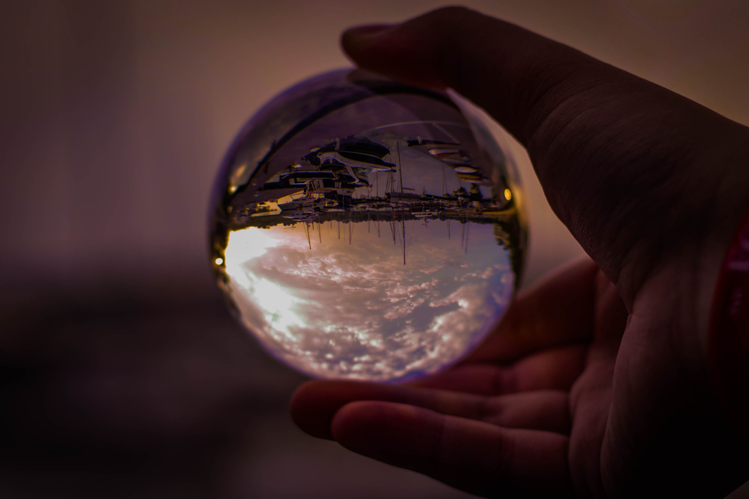 selective, glass - material, person, dark, ball-shaped, glass ball, morning, hand, glass, reflection, crystal glass, human finger, sphere, unrecognizable person, HD Wallpaper