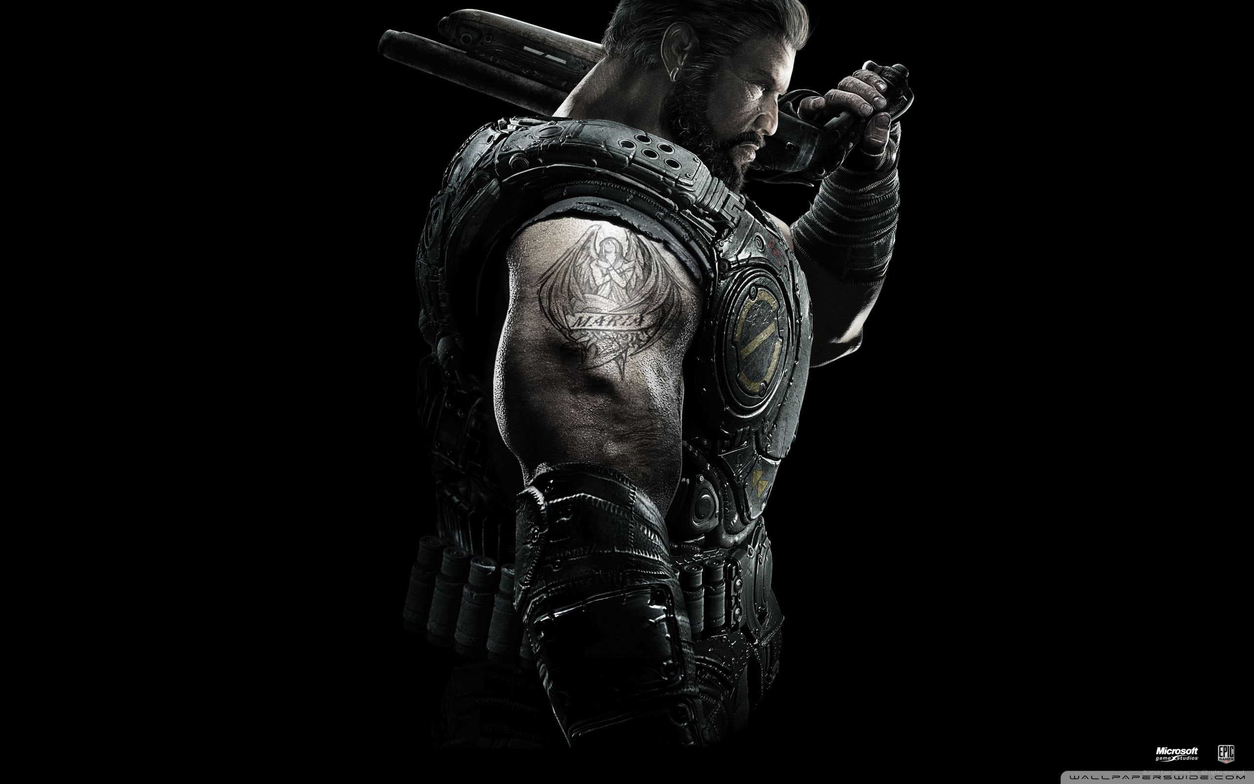 video, gears, fighting, Action, Gear of War, santiago, 2K, fighter, art, games, dominic, Adventure, war, dark, hd, HD Wallpaper
