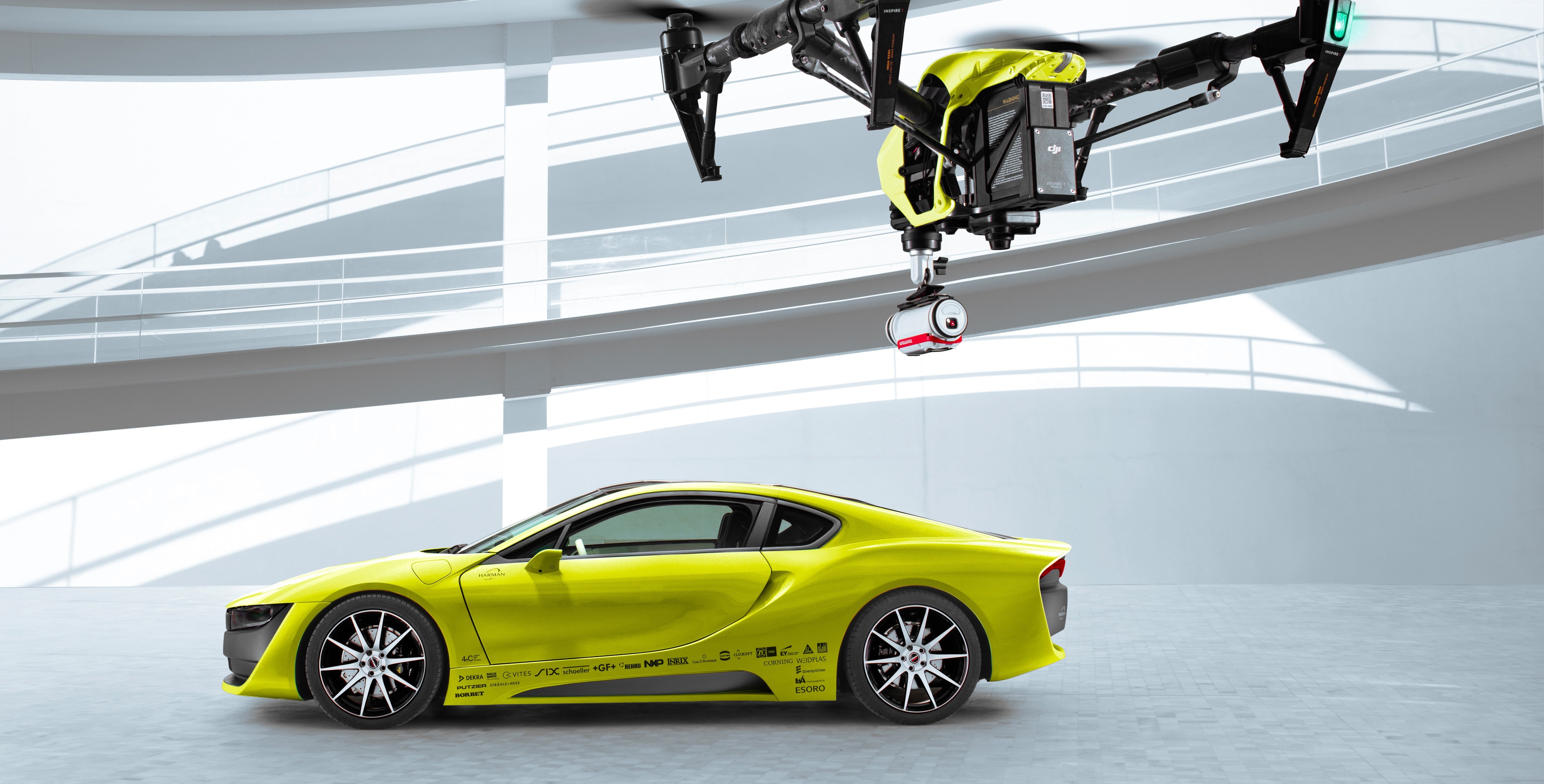 Etos, 5K, DJI Inspire One, CES 2016, Electric Car, Drone, HD Wallpaper