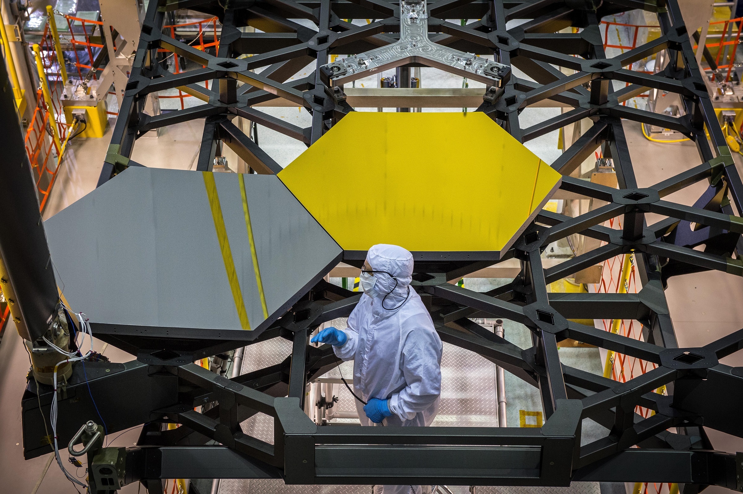 metal, security, printer, men, study, science, 1080P, cosmos, high tech, research, day, technician, space telescope, architecture, working, test, james webb, HD Wallpaper