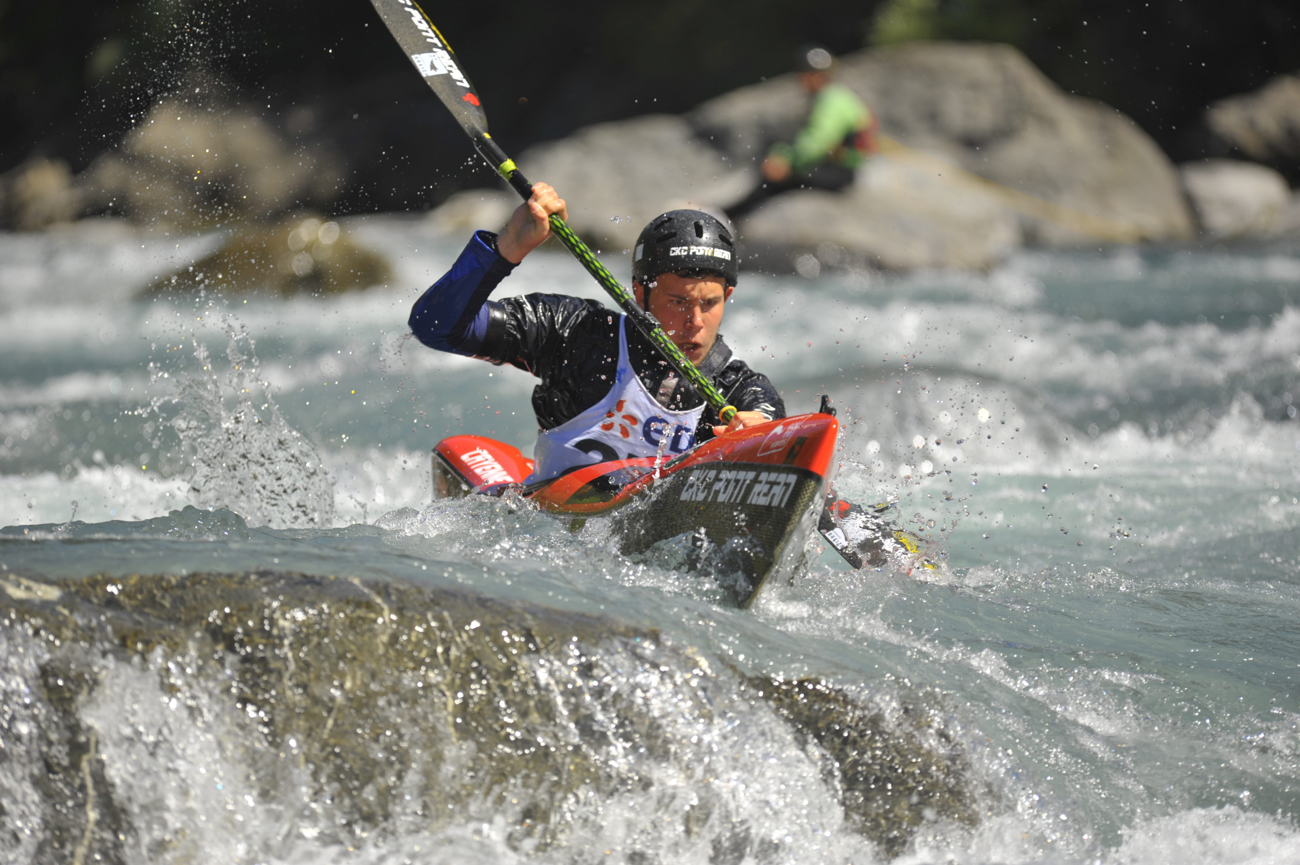 outdoors, fun, oar, excitement, one person, descent, splashing, skill, nautical vessel, joy, positive emotion, mountain, safety, sport, water-vives, helmet, HD Wallpaper