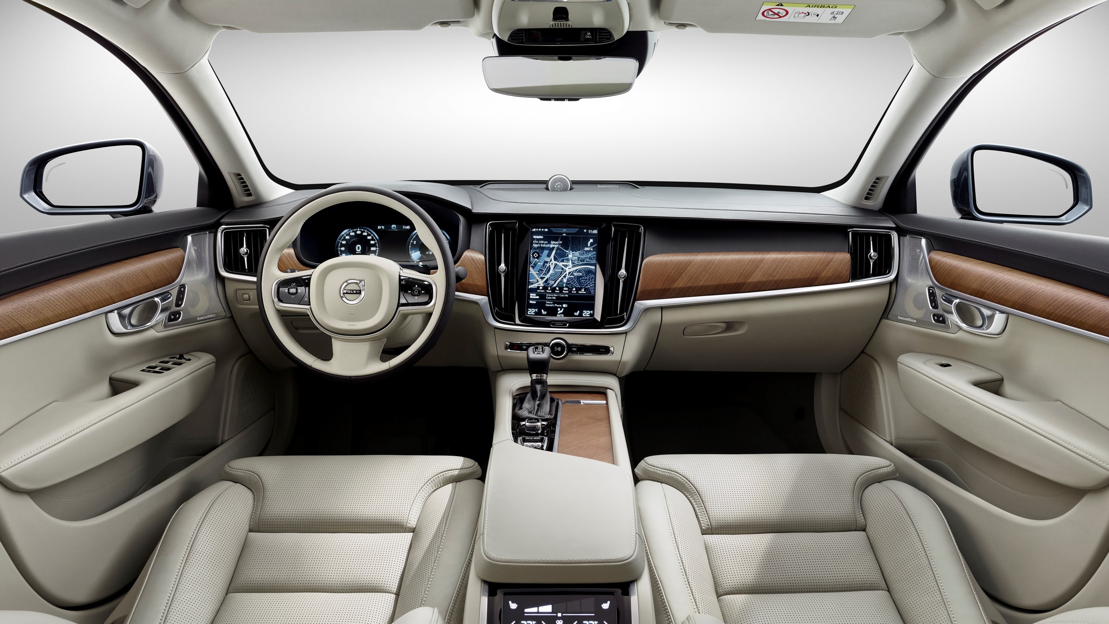 gray, 4K, interior, car, MWC 2016, Volvo Pilot Assist, Volvo S90, HD Wallpaper