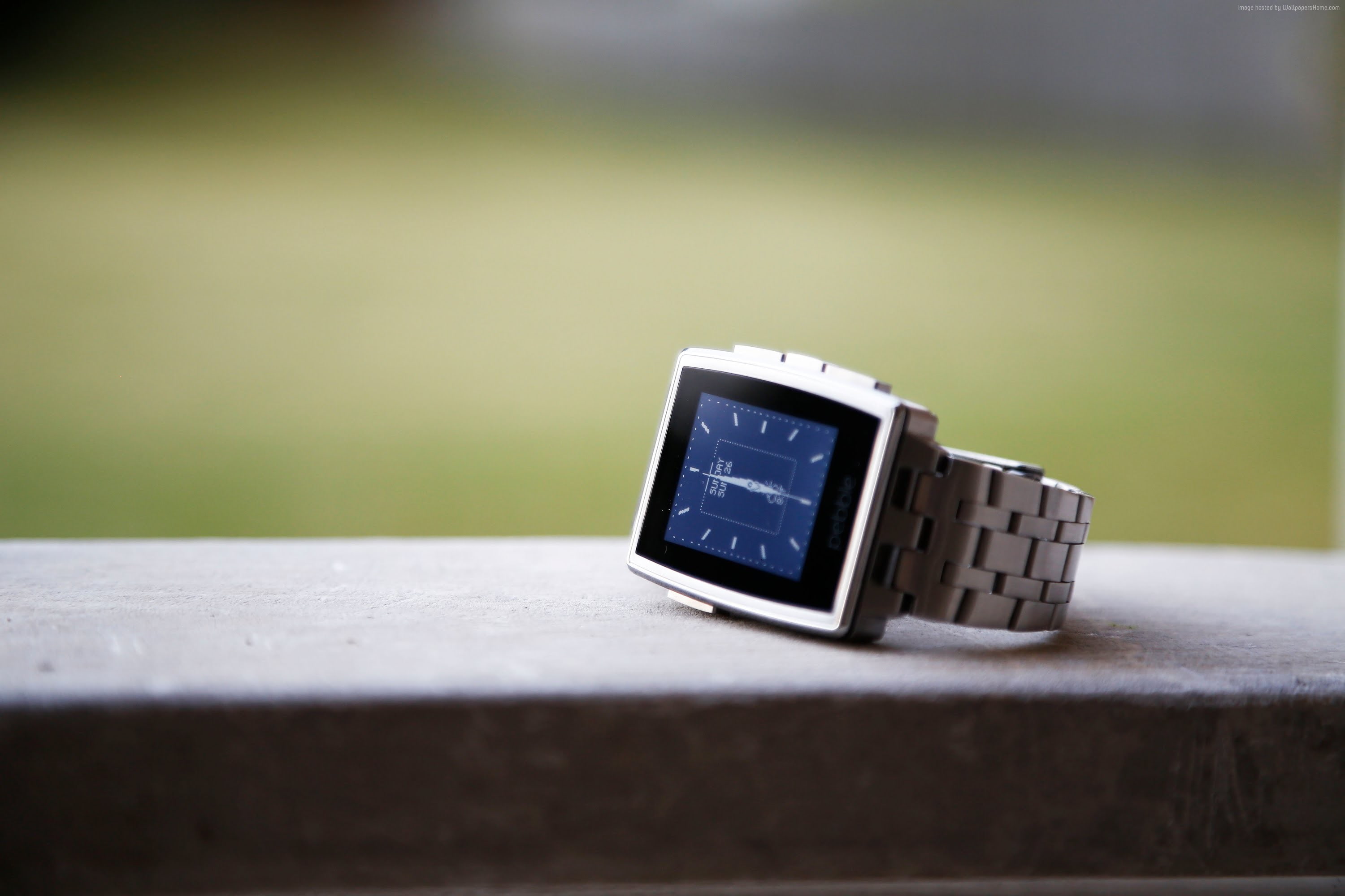 display, limited edition, watches, black, 2K, e-paper, review, Pebble, Pebble Steel Smartwatch, silver, HD Wallpaper