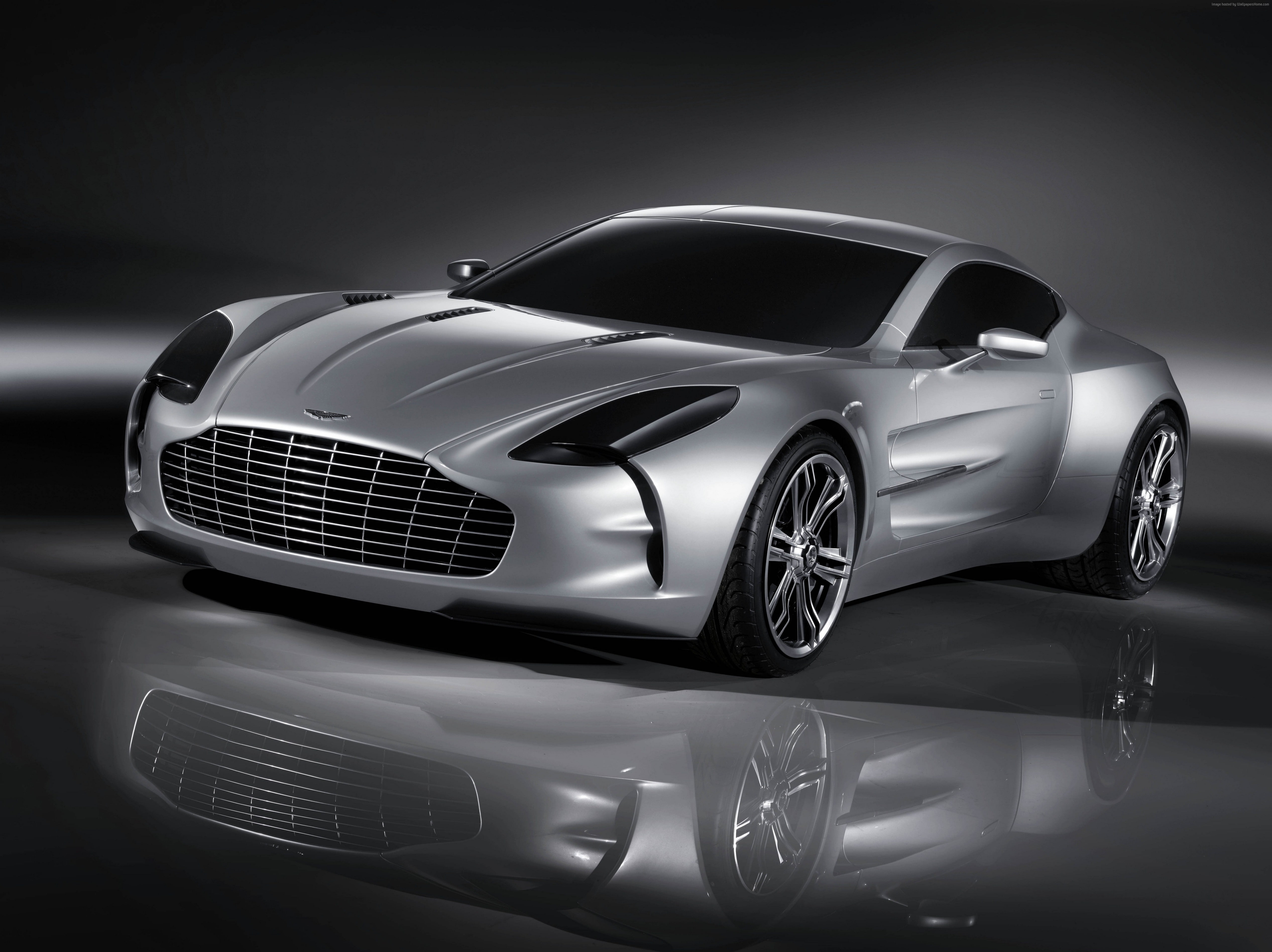 luxury, Aston Martin, limited edition, 4K, racecar, luxury cars, silver, motor vehicle, silver colored, shiny, Aston Martin One-77, sports car, supercar, HD Wallpaper