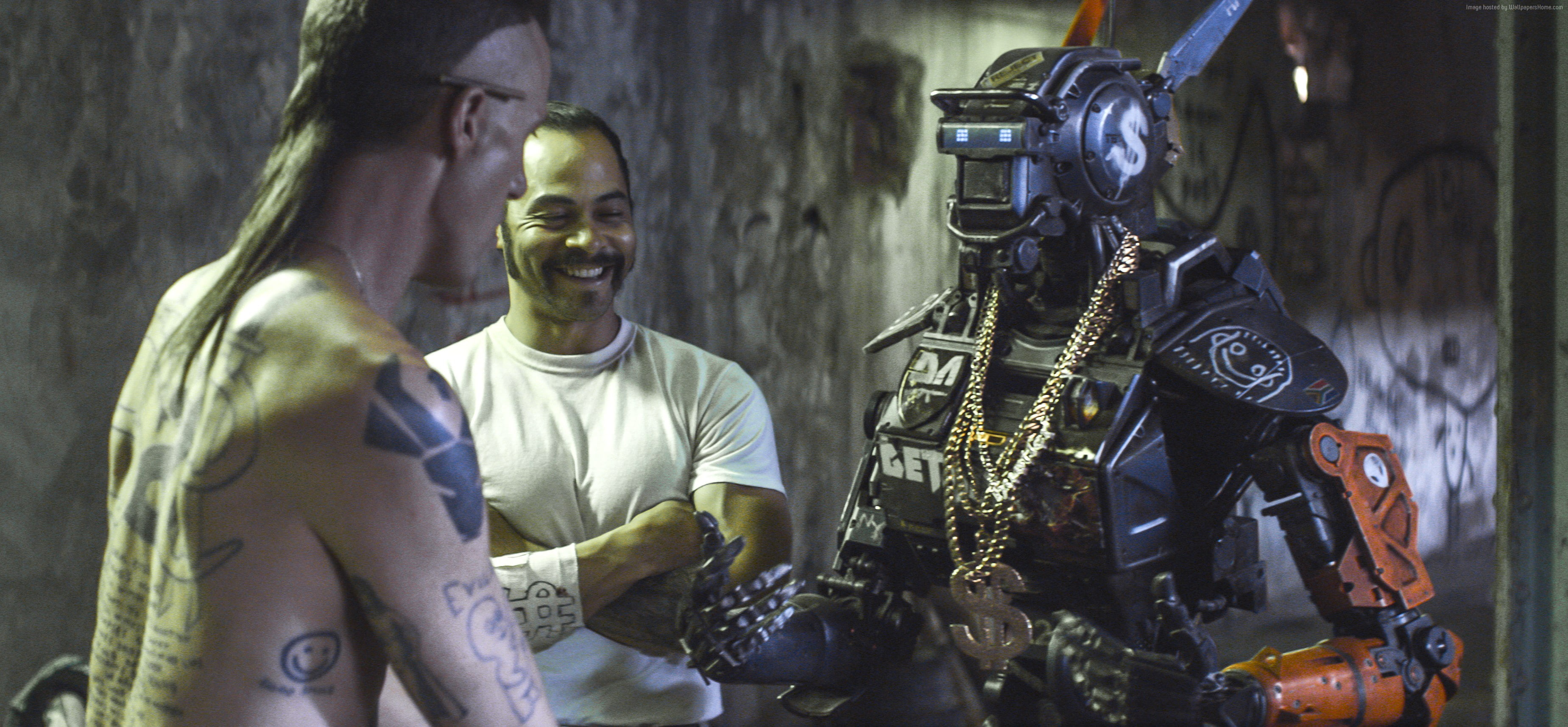 robot, Best Movies of 2015, police, 2K, Chappie, gun, HD Wallpaper