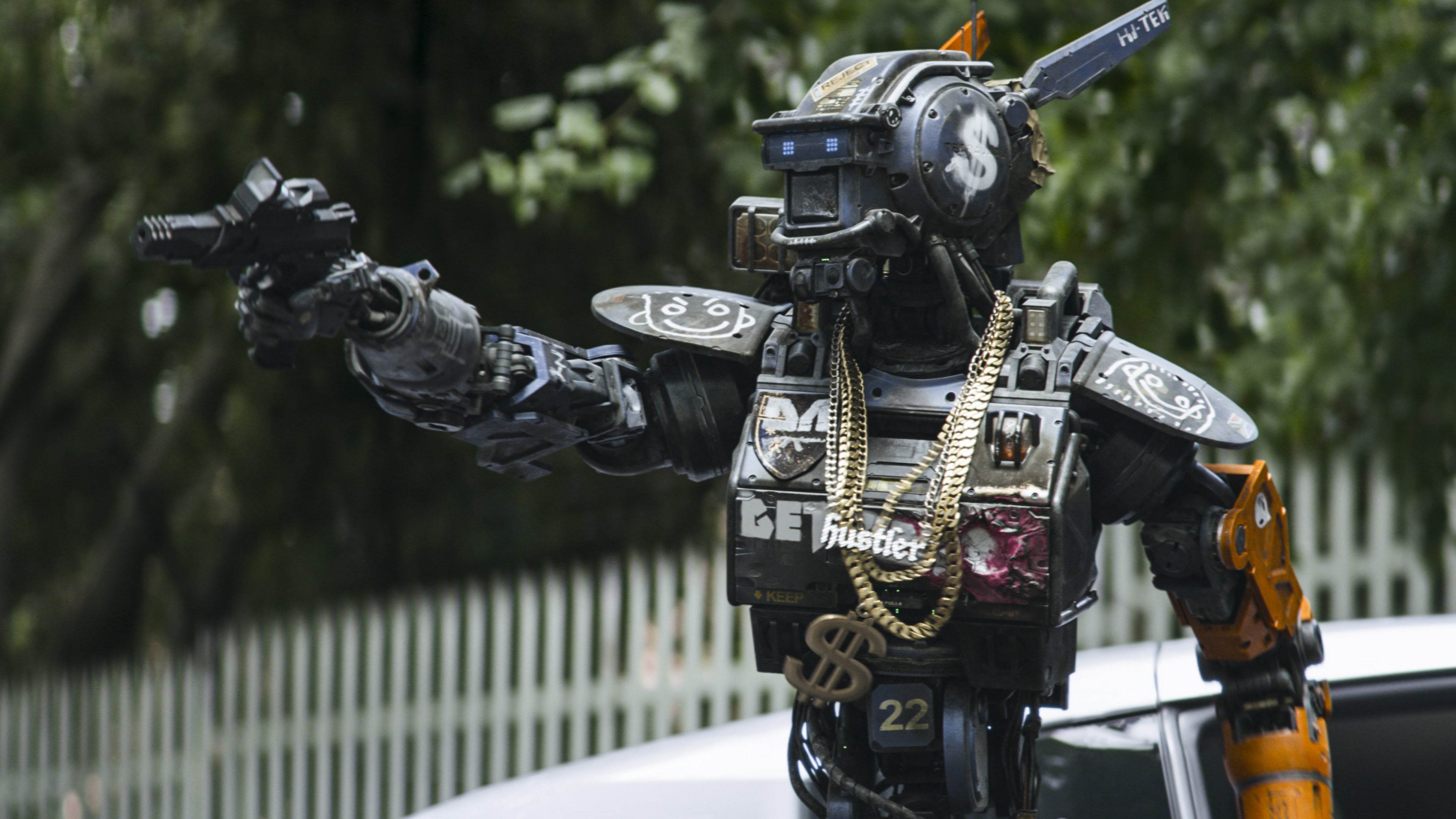 robot, Best Movies of 2015, gun, Chappie, 4K, HD Wallpaper