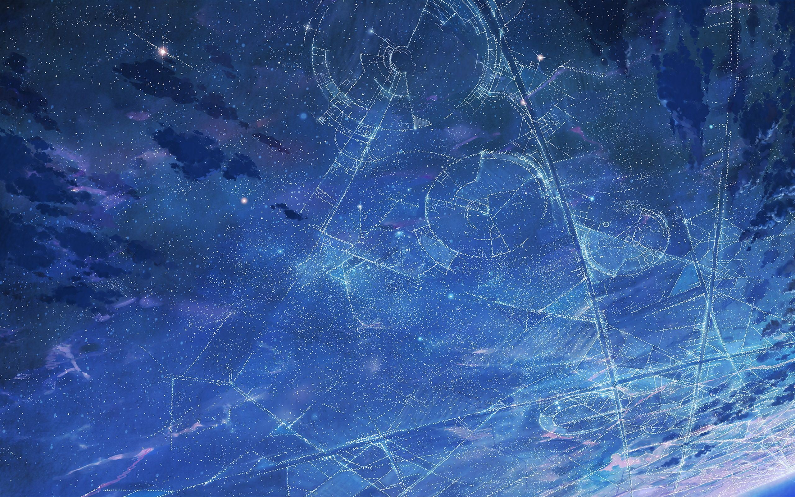 2K, computer Graphic, futuristic, abstract backgrounds, abstract, stars, environment, backdrop, blue, planet, artwork, space, cloud - sky, beauty in nature, HD Wallpaper